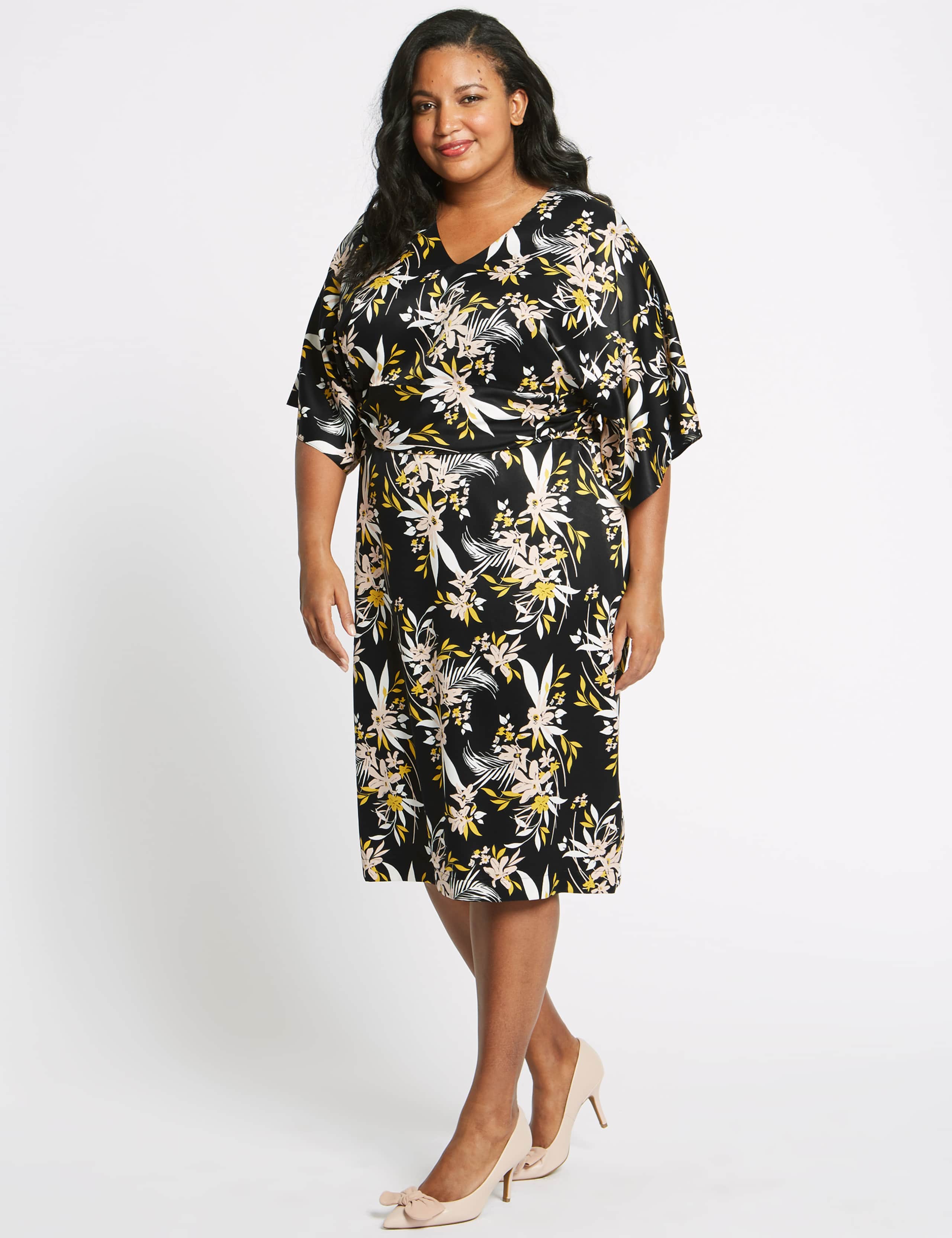 CURVE Floral Print Midi Dress 1 of 5
