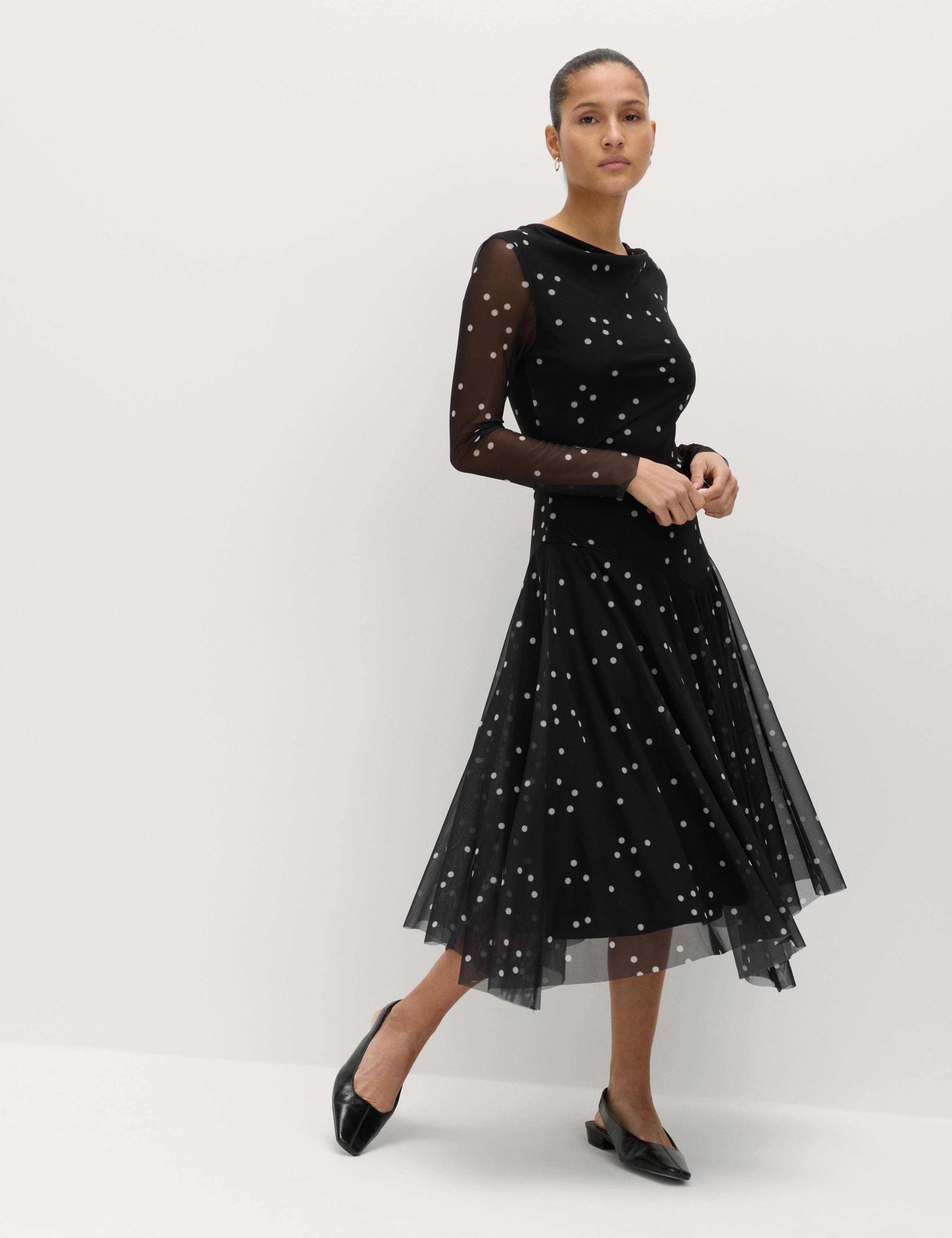 Printed Cowl Neck Midaxi Skater Dress 3 of 5