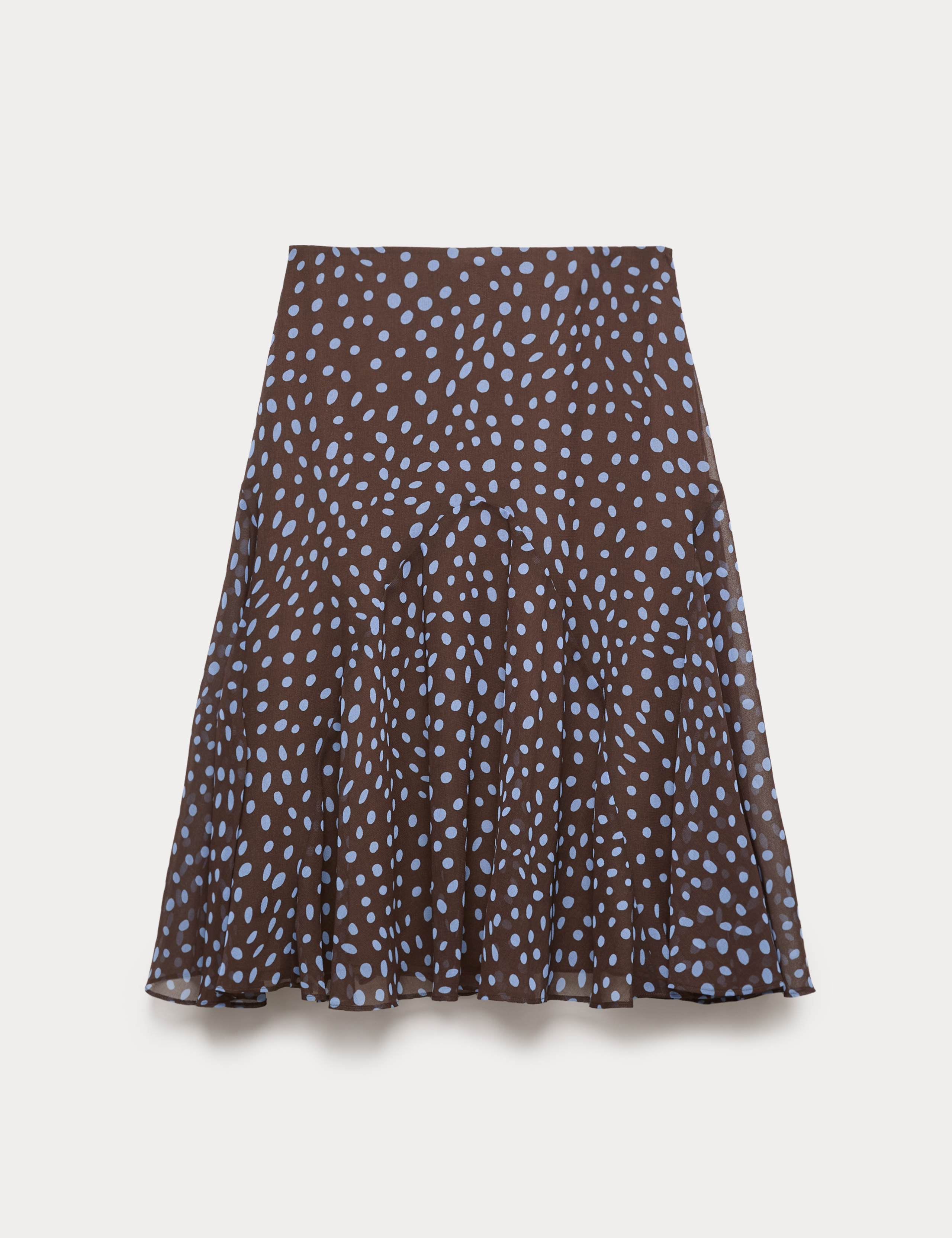 Polka Dot Drop Waist Midi Skater Skirt 2 of 5
