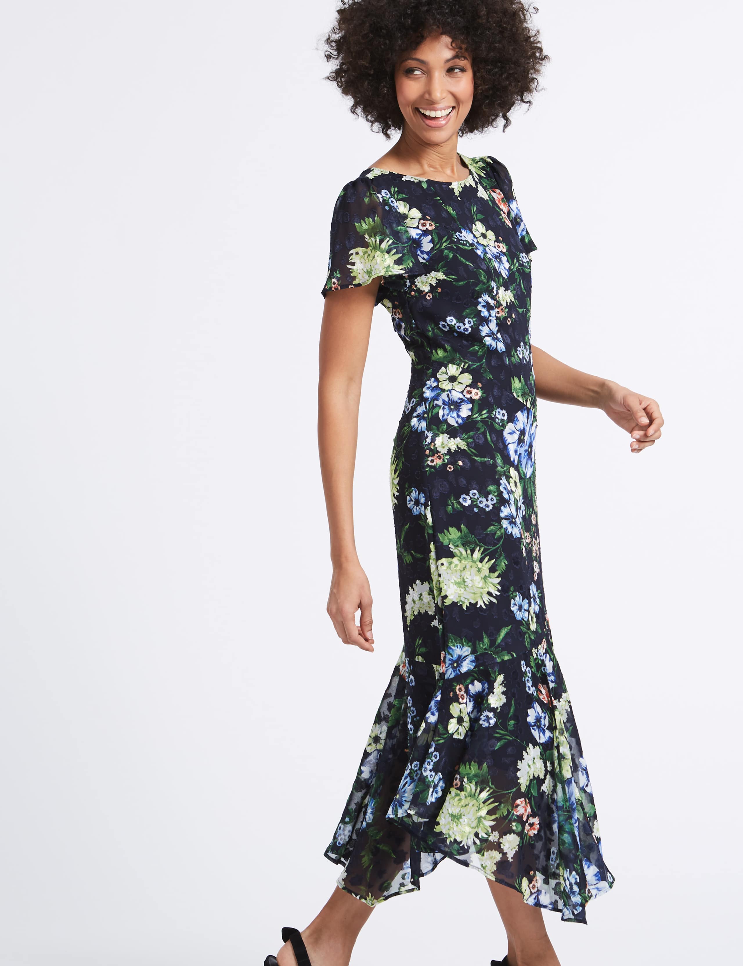 Floral Print Asymmetric Tunic Midi Dress 3 of 4
