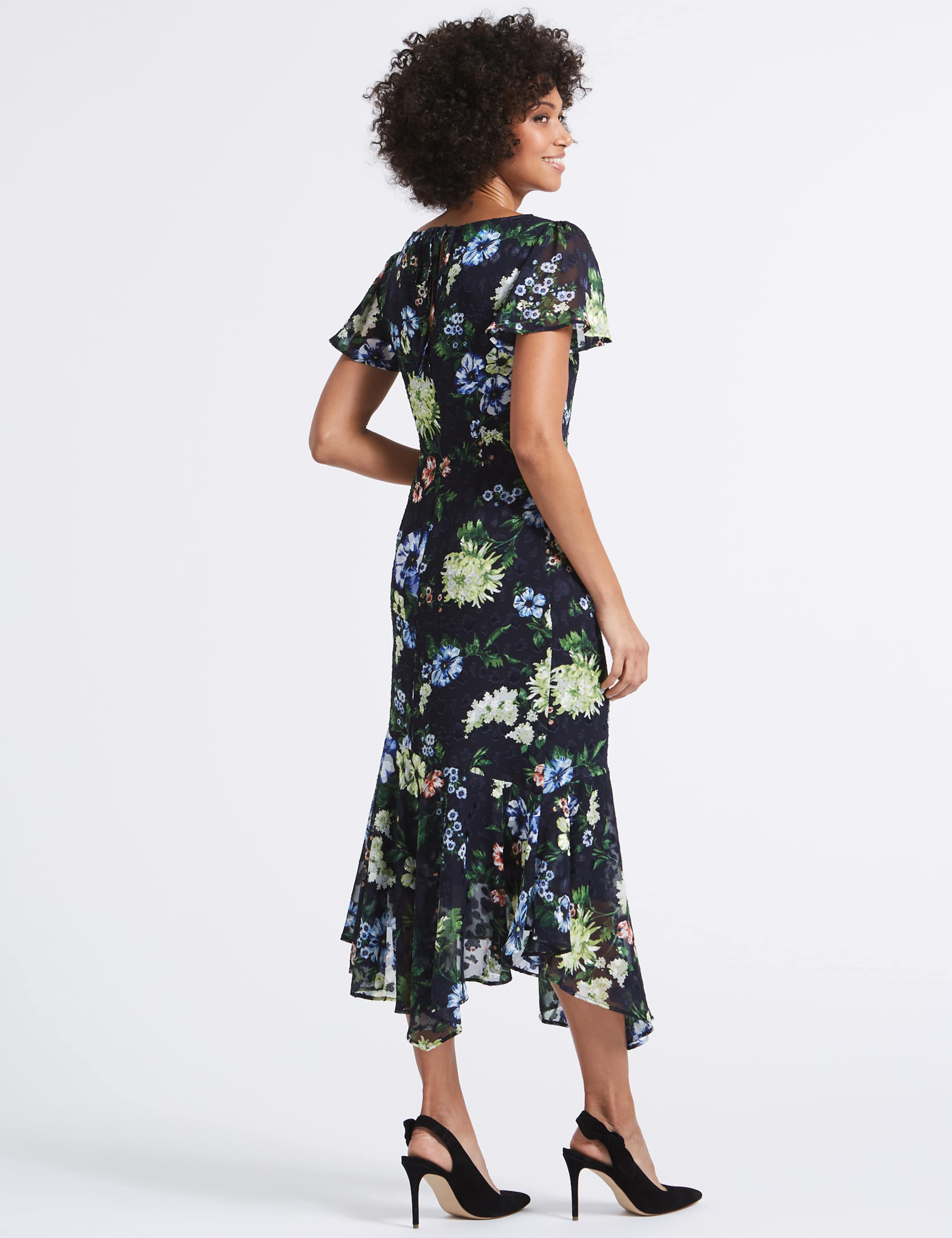 Floral Print Asymmetric Tunic Midi Dress 4 of 4