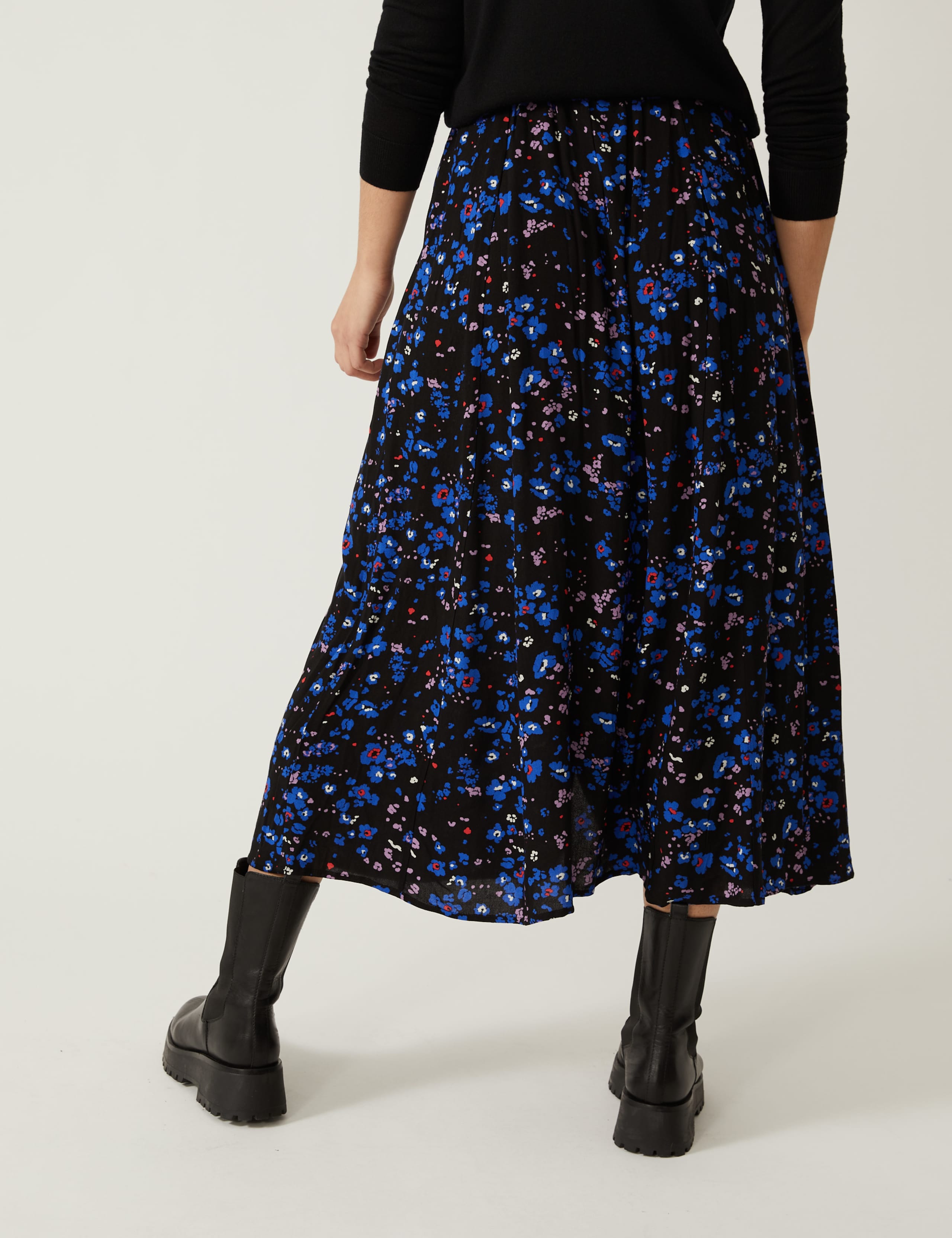 Printed Button Front Midaxi A-Line Skirt 4 of 5