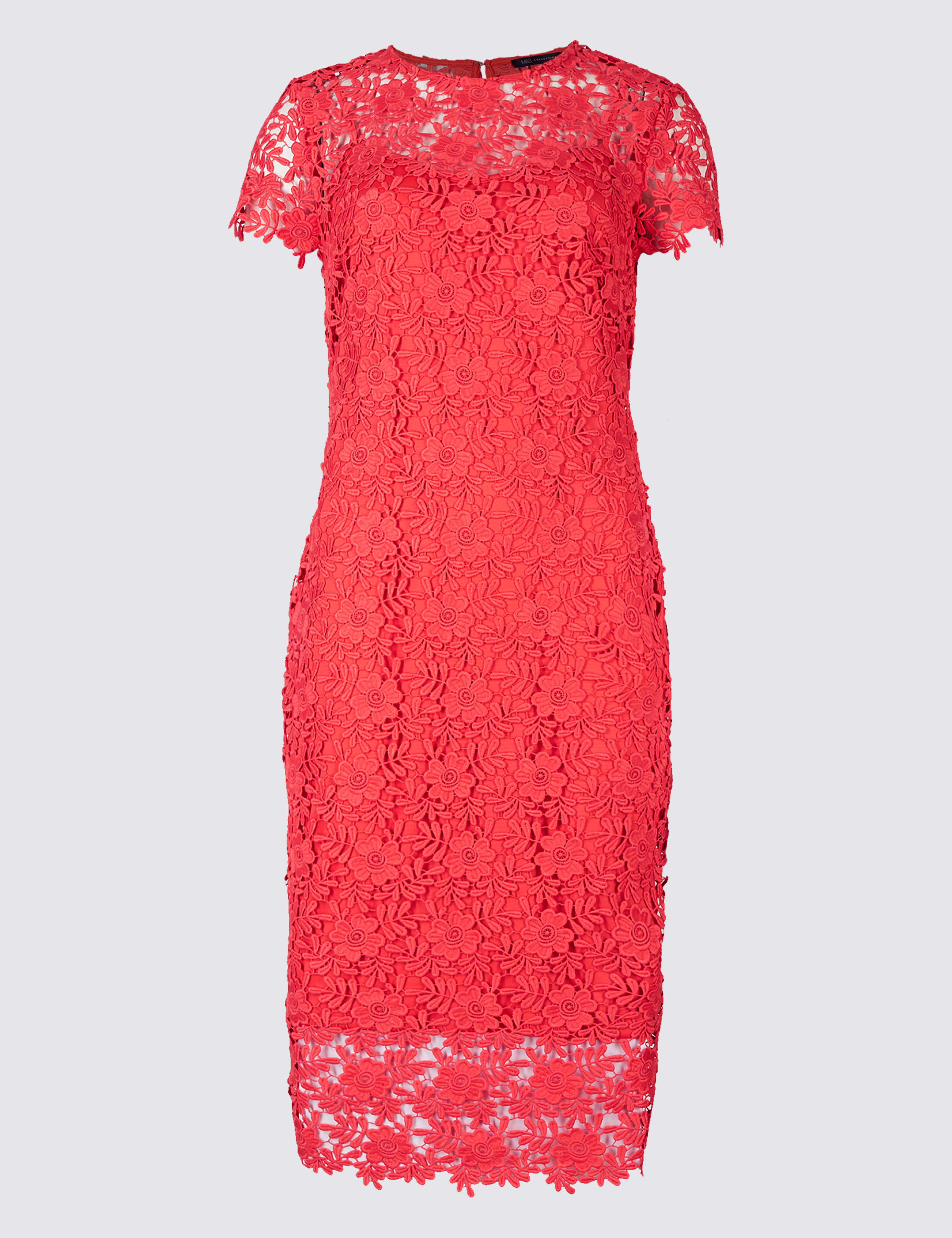 Lace Sheath Short Sleeve Bodycon Midi Dress 2 of 7