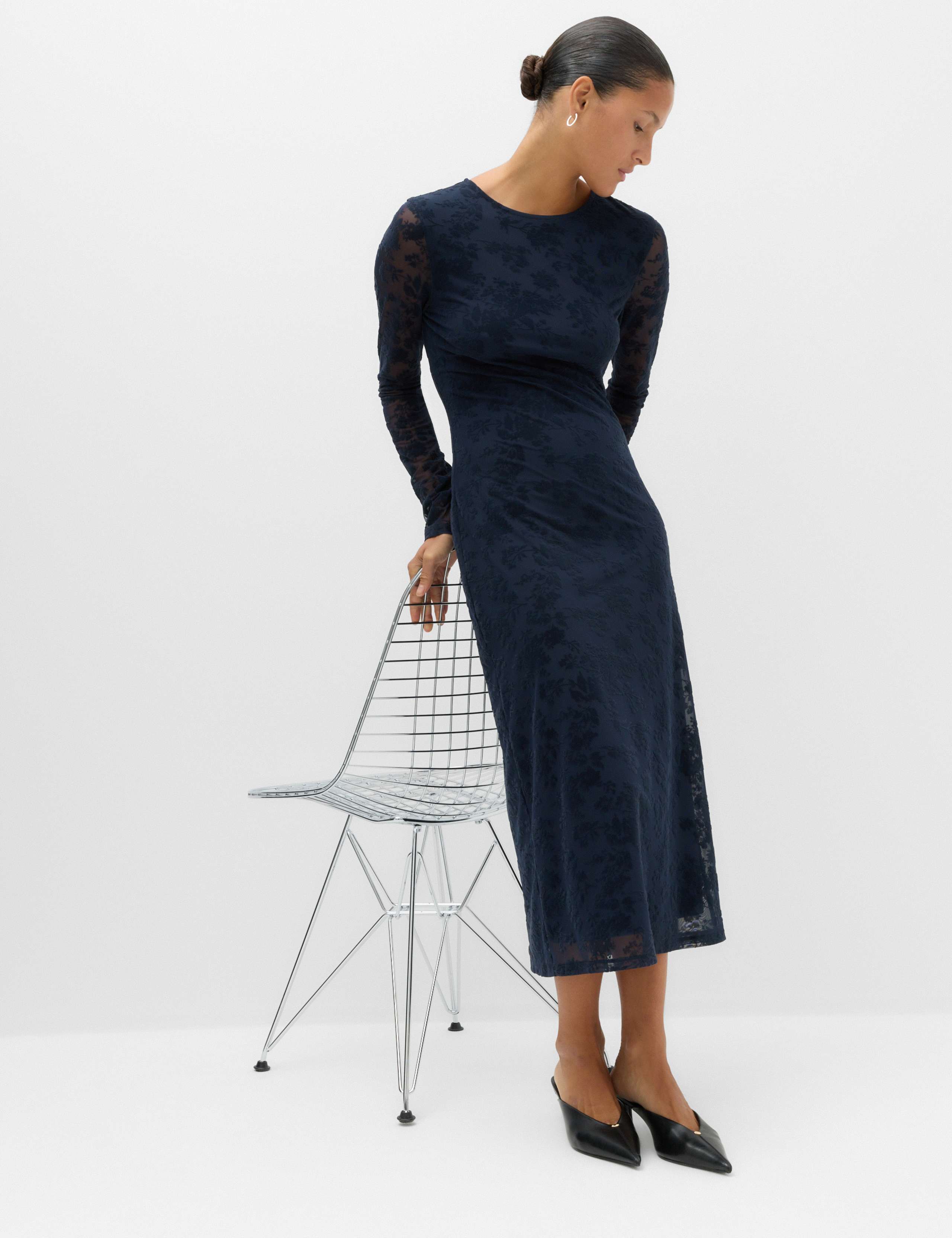 Jersey Flora Flockedl Midaxi Column Dress 5 of 5