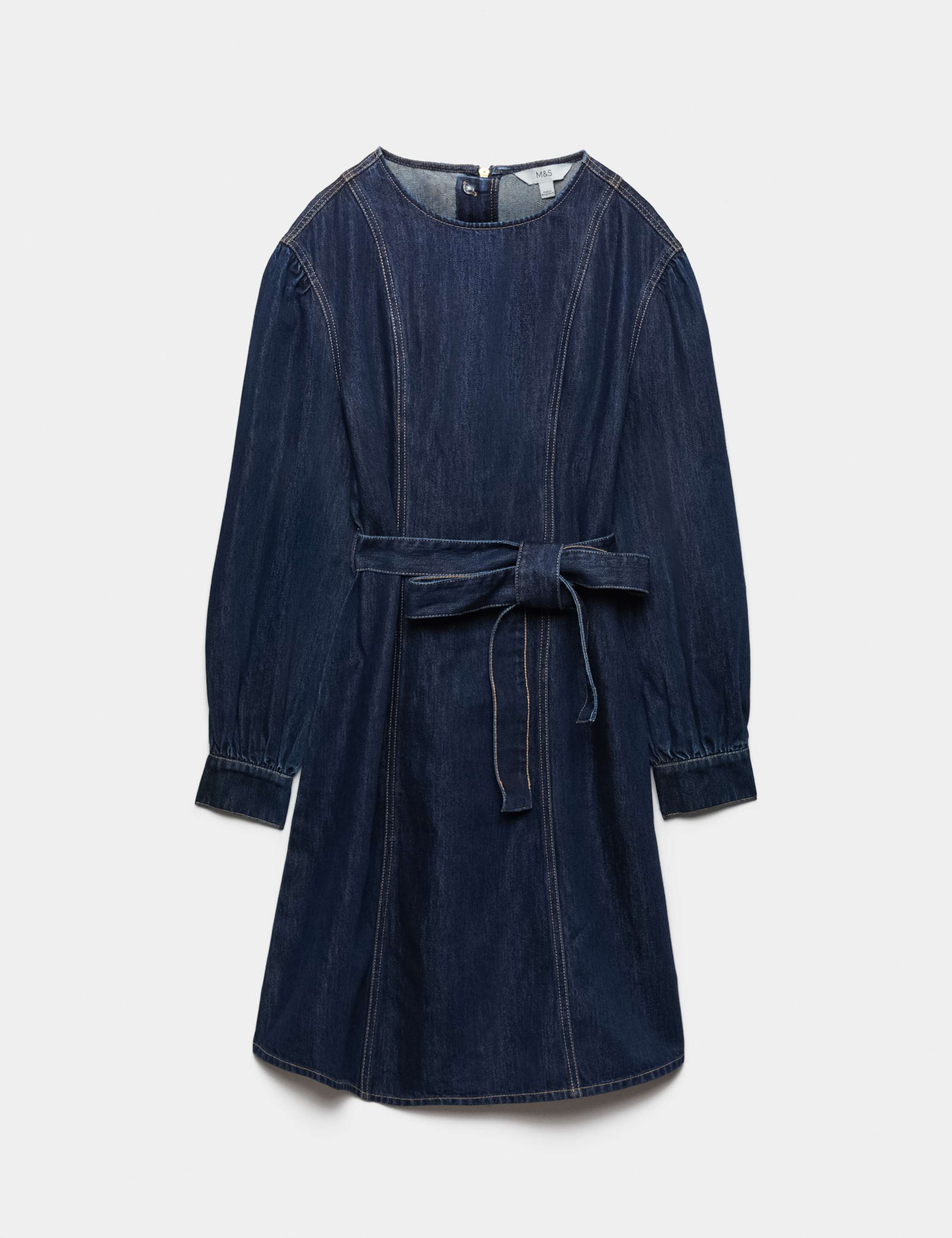 Denim Belted Mini Waisted Dress 2 of 4