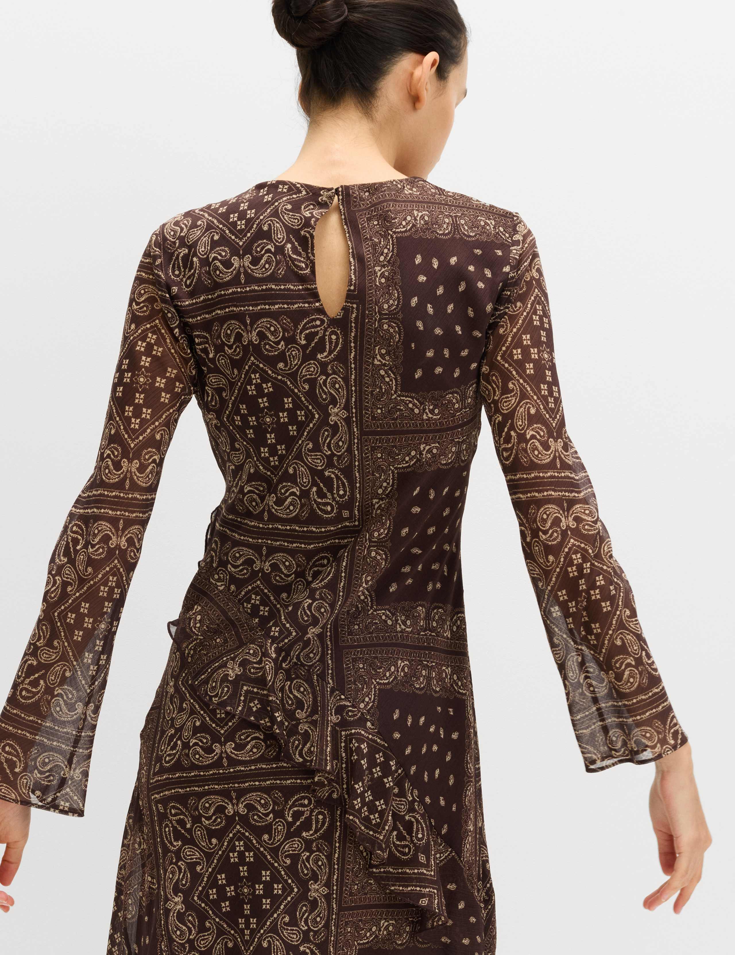 Printed Frill Detail Midi Column Dress 3 of 6