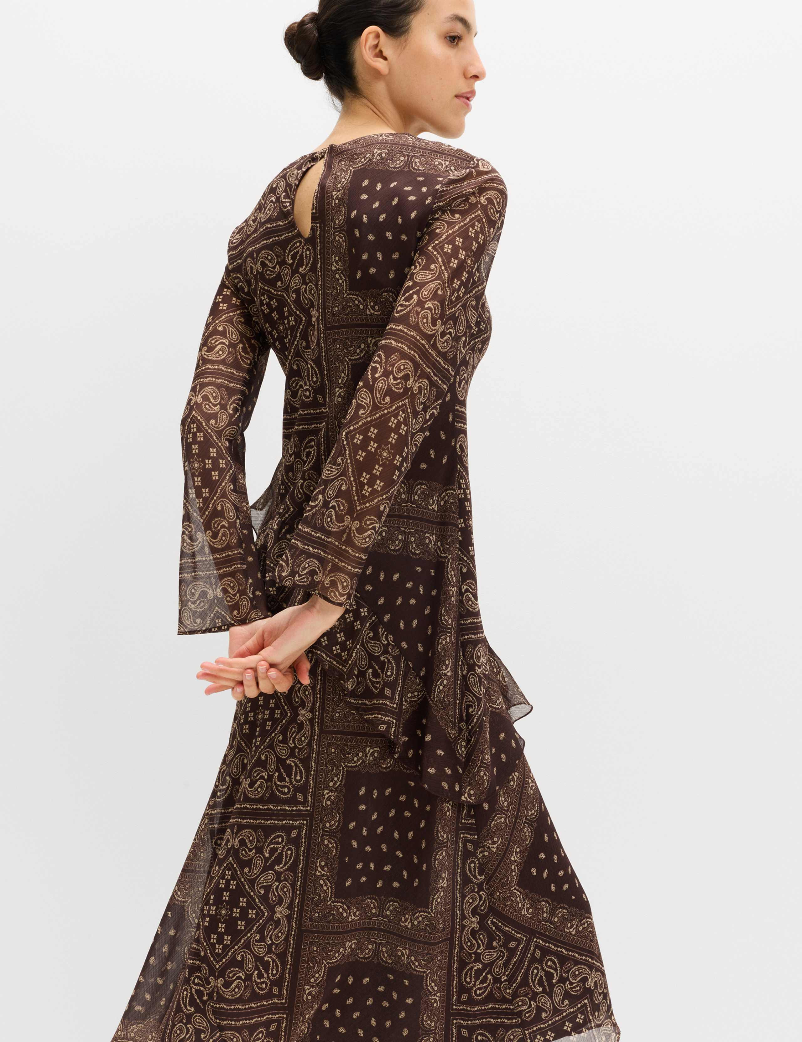 Printed Frill Detail Midi Column Dress 5 of 6