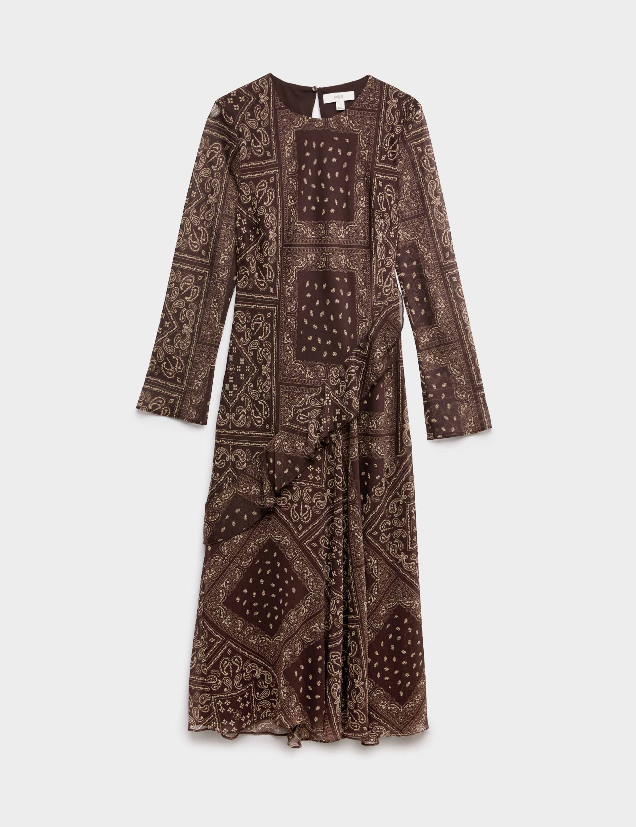 Printed Frill Detail Midi Column Dress 2 of 6