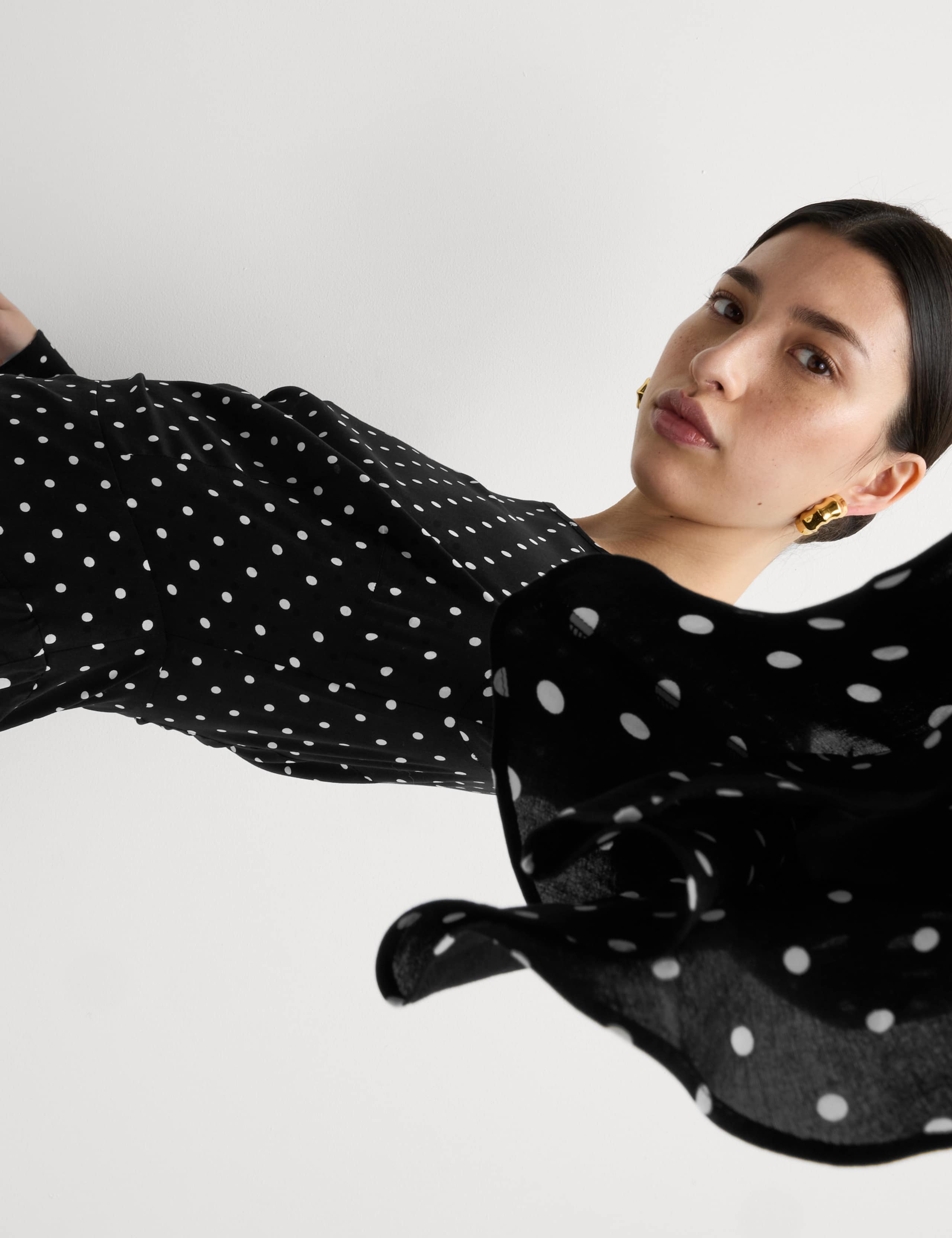 Spot Print Ruffle Mini Skater Dress 4 of 7