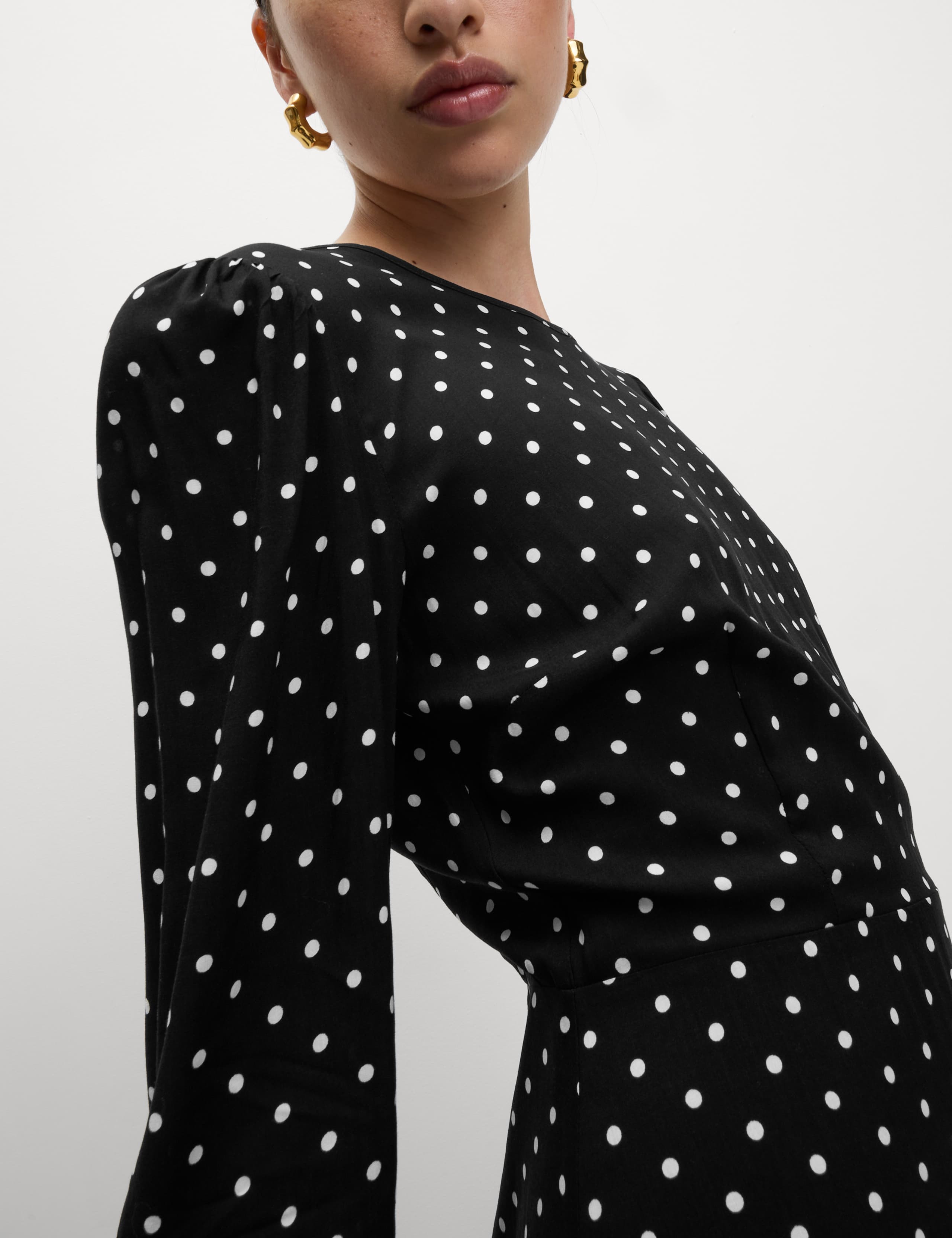 Spot Print Ruffle Mini Skater Dress 5 of 7