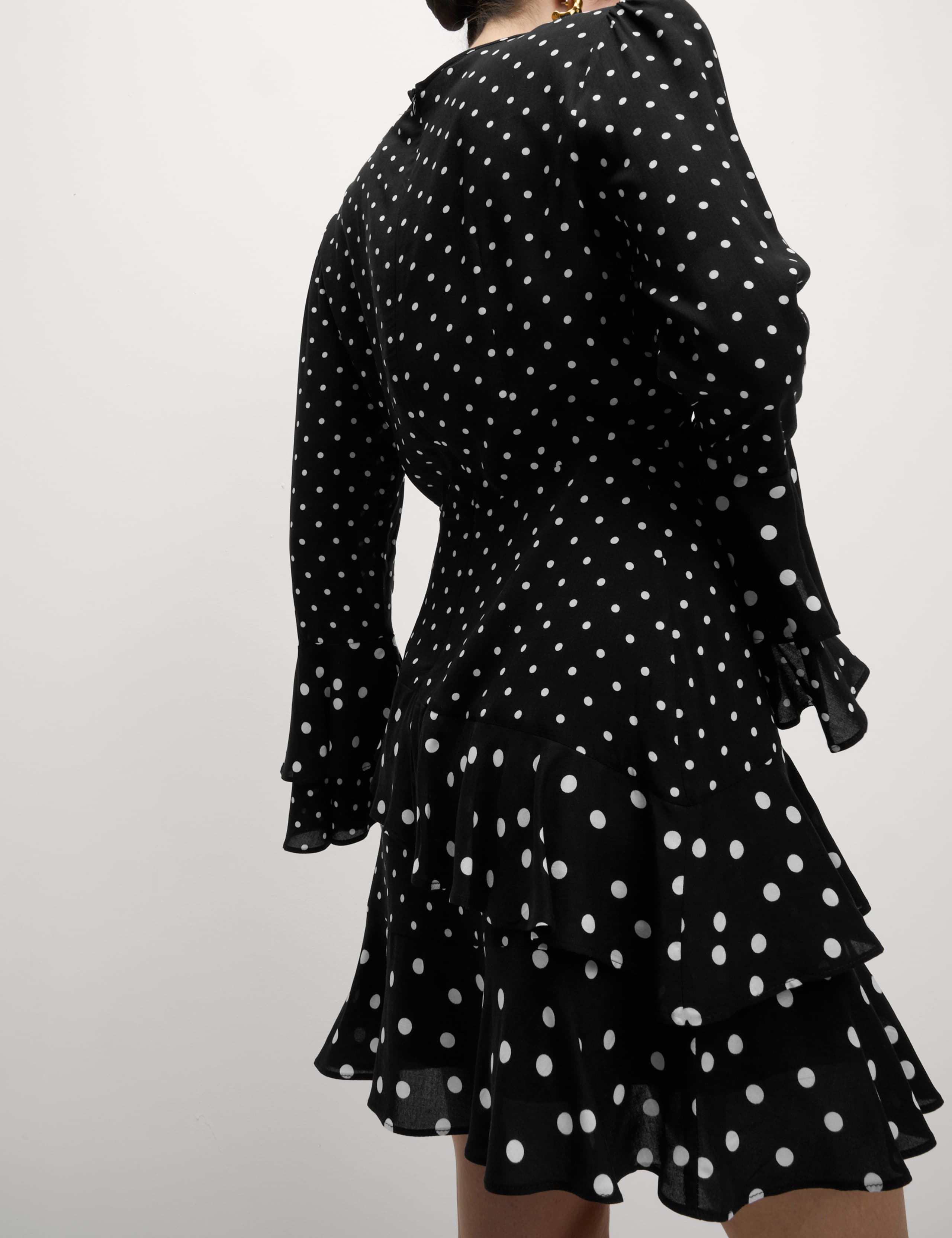 Spot Print Ruffle Mini Skater Dress 7 of 7