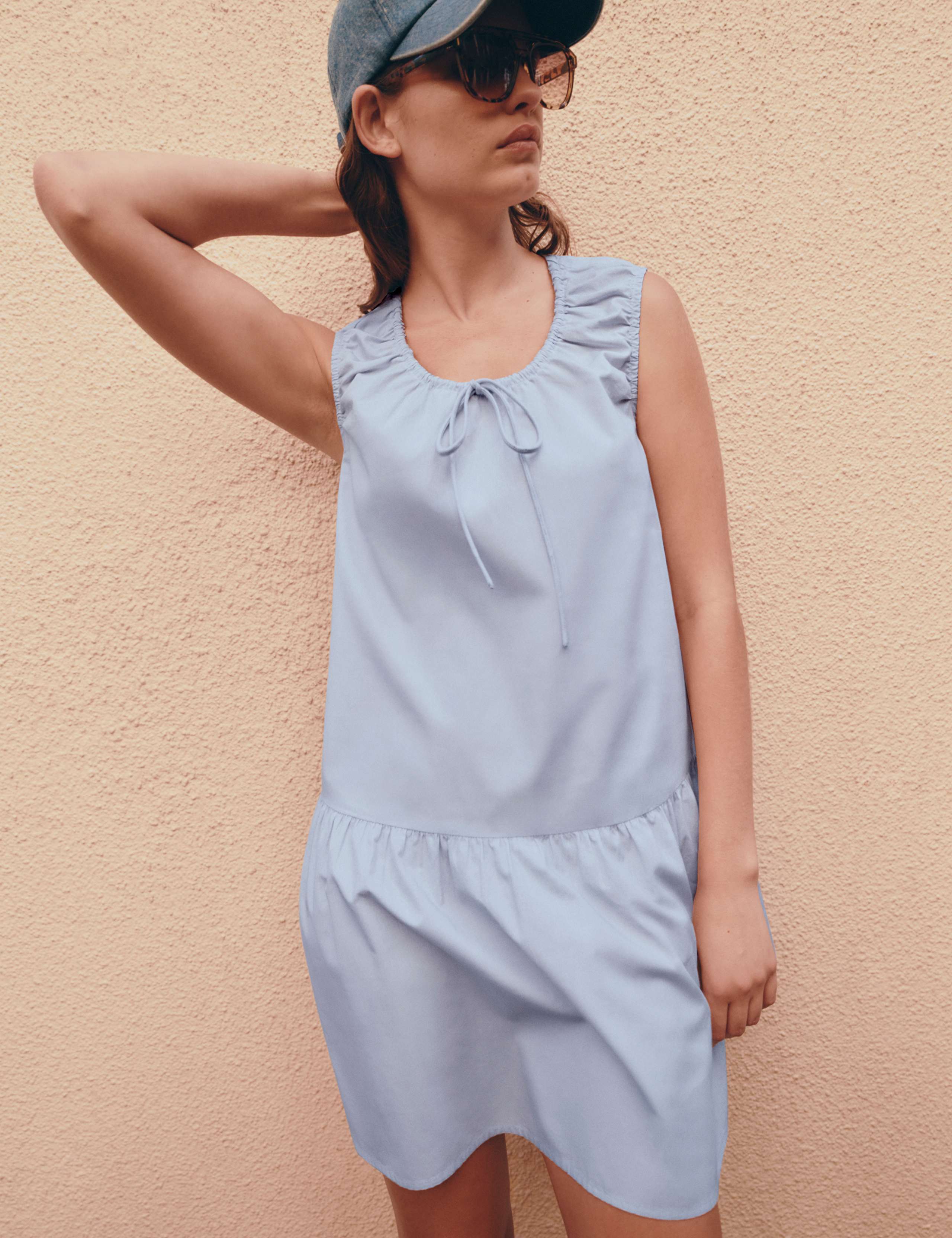 Pure Cotton Tie Detail Mini Tiered Dress 1 of 6