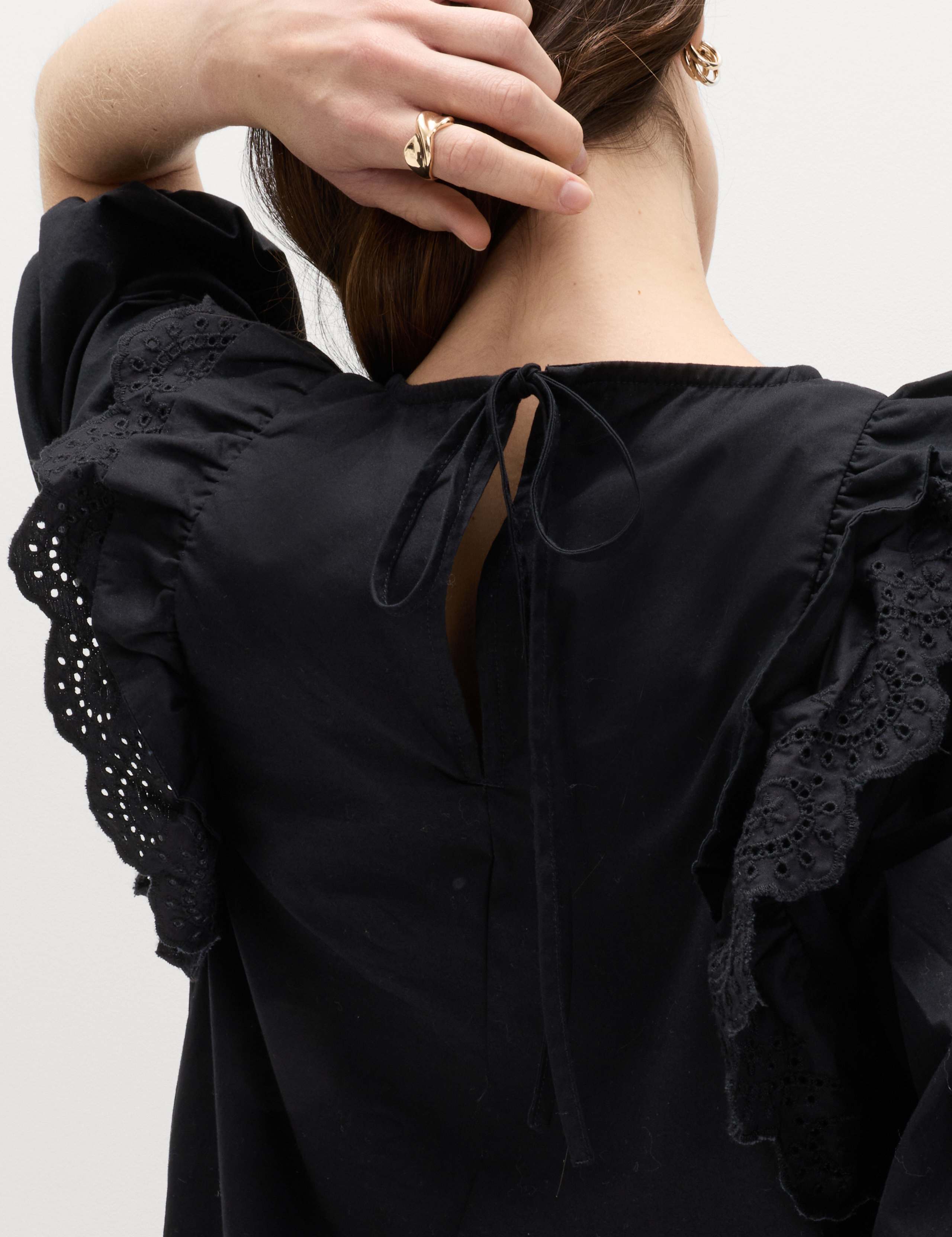Broderie Frill Sleeve Mini Relaxed Dress 6 of 6