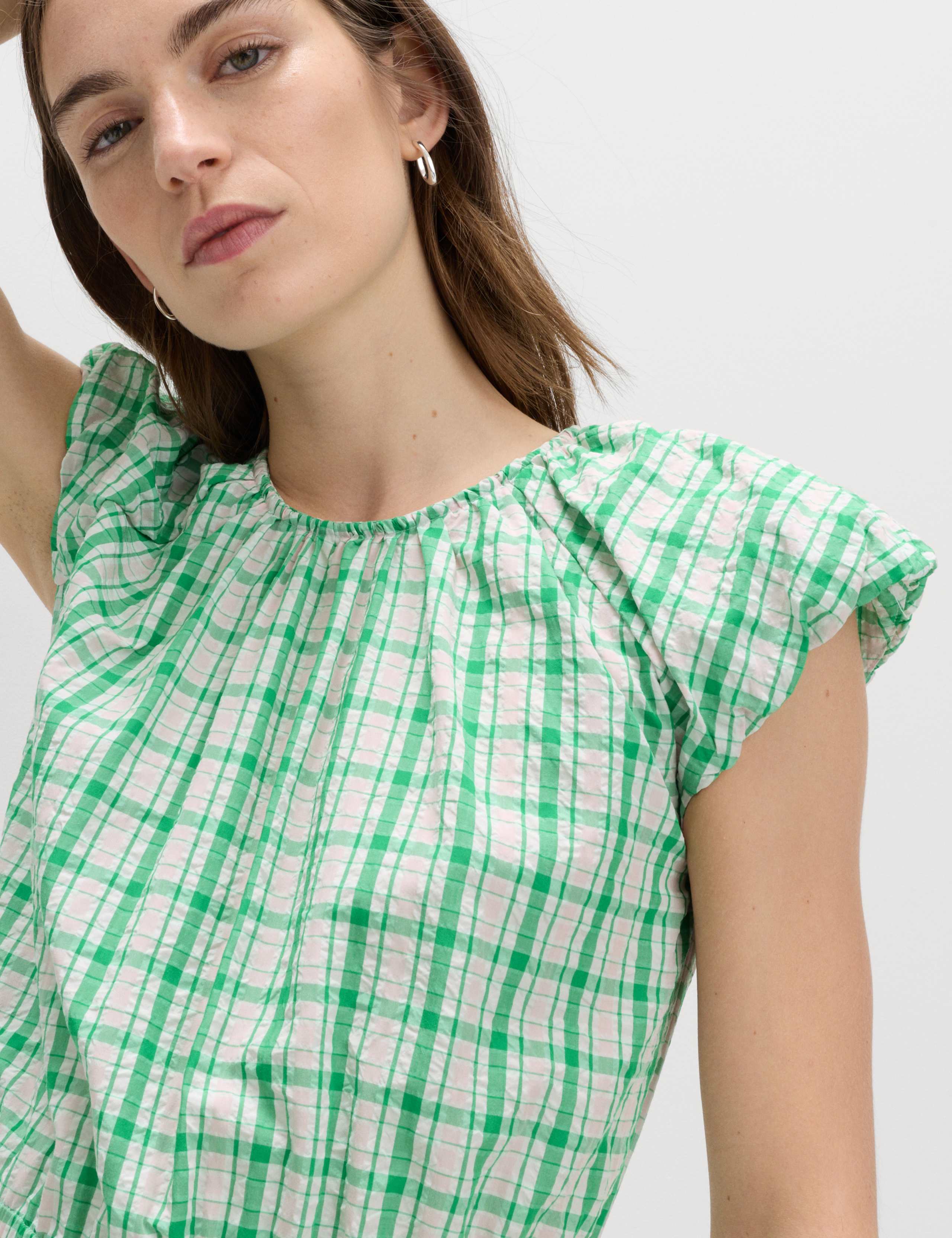 Gingham Puff Sleeve Midi Waisted Dress 6 of 7