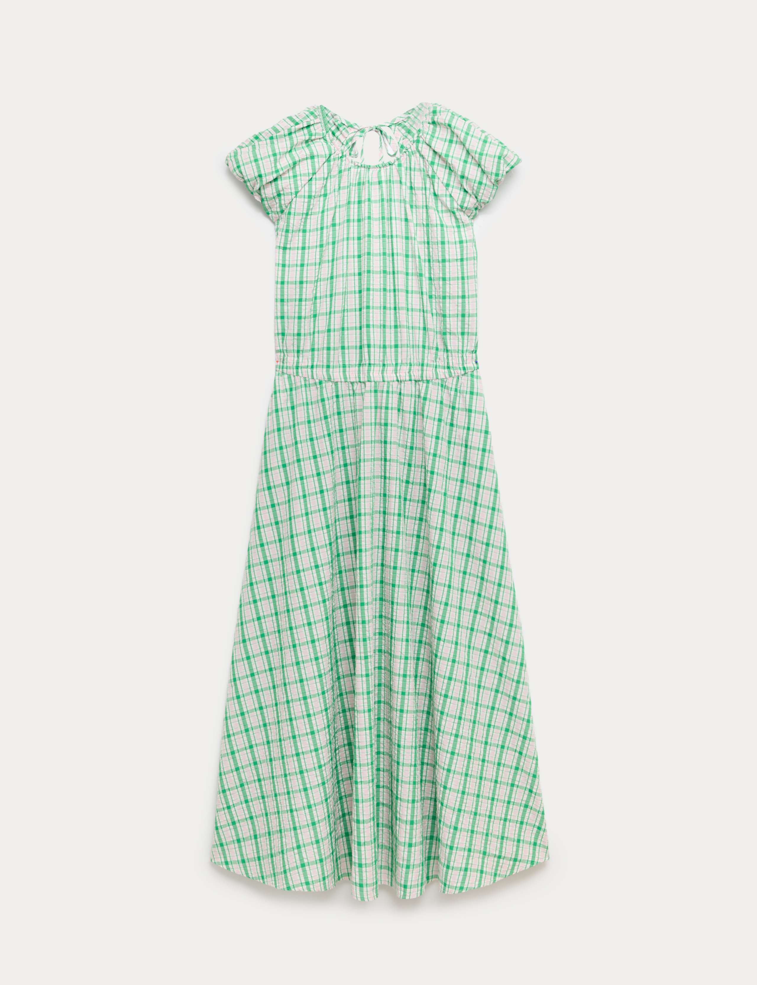 Gingham Puff Sleeve Midi Waisted Dress 1 of 1