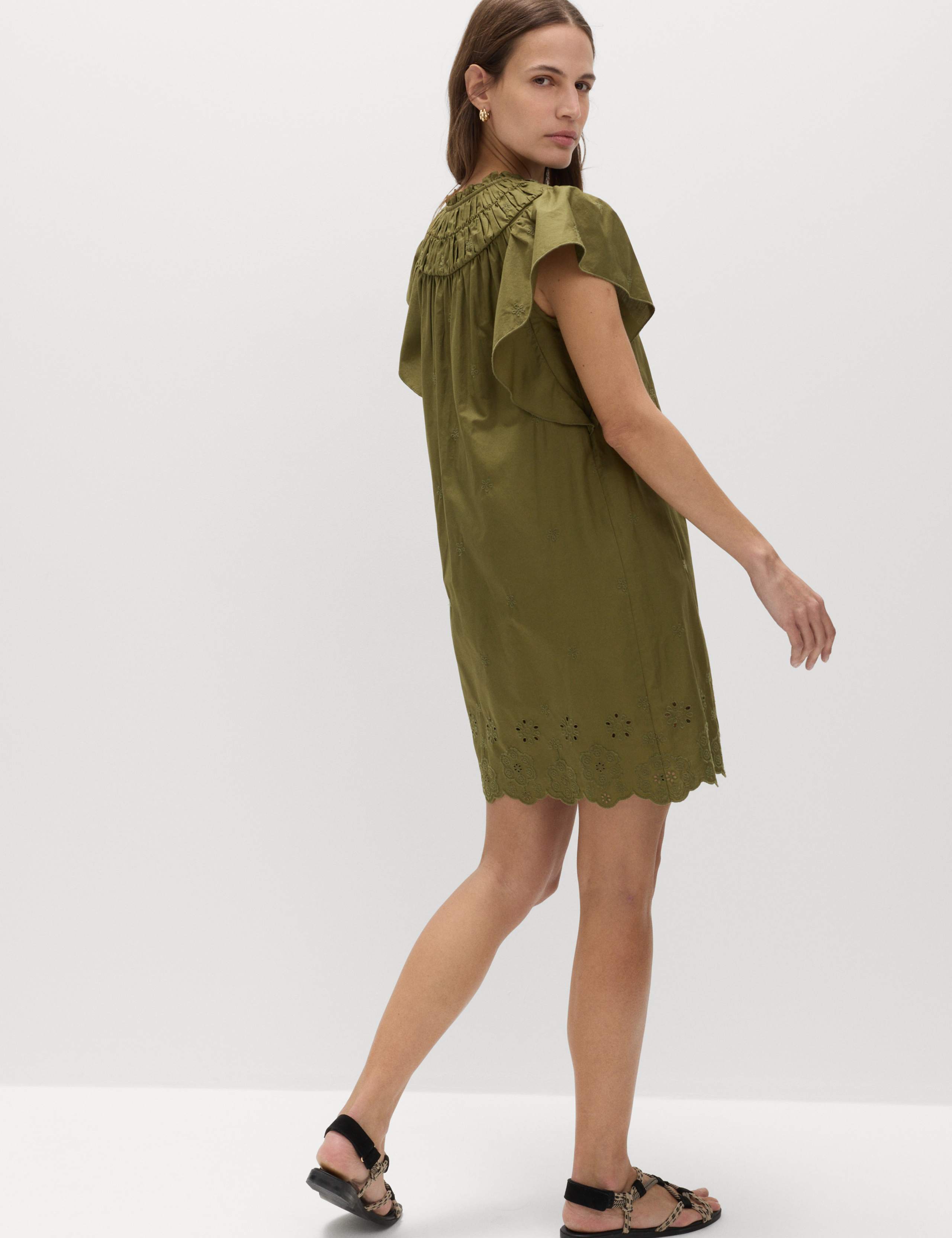 Pure Cotton Embroidered Mini Smock Dress 4 of 6