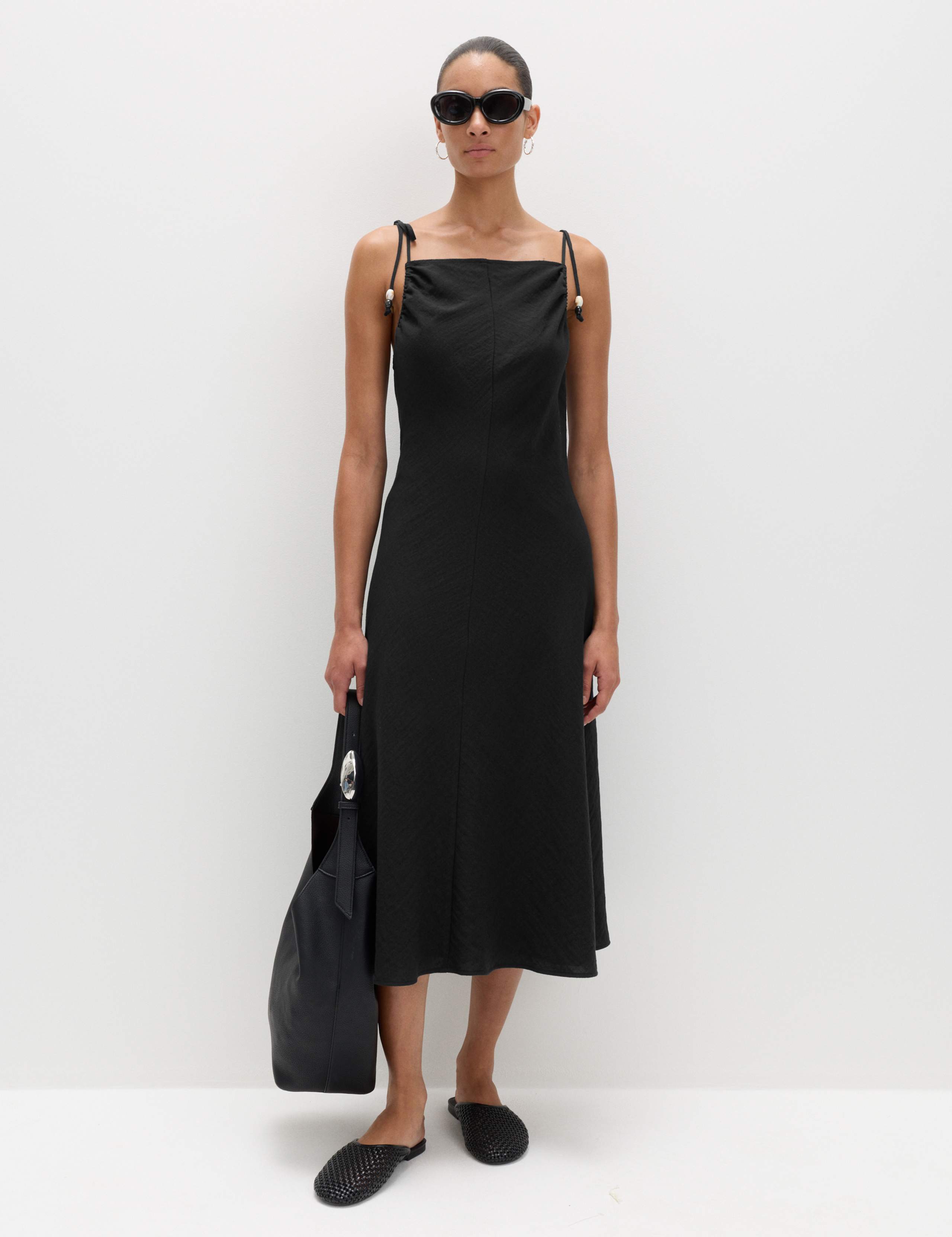 Beaded Square Neck Strappy Midi Column Dress 3 of 7