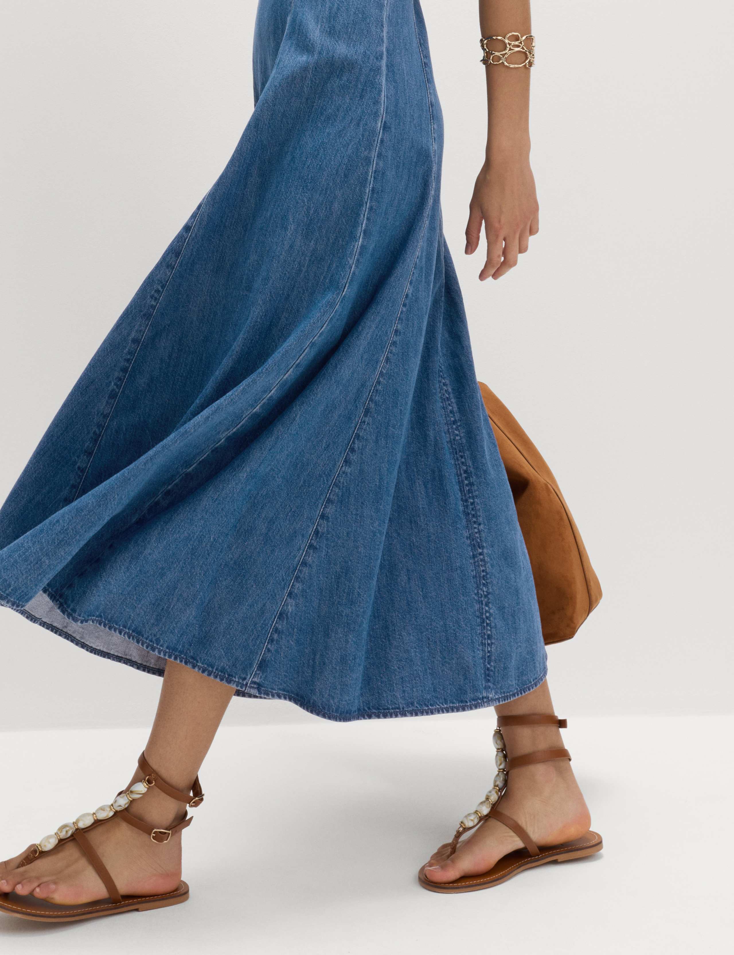 Denim Halter Neck Midi Column Dress 6 of 7