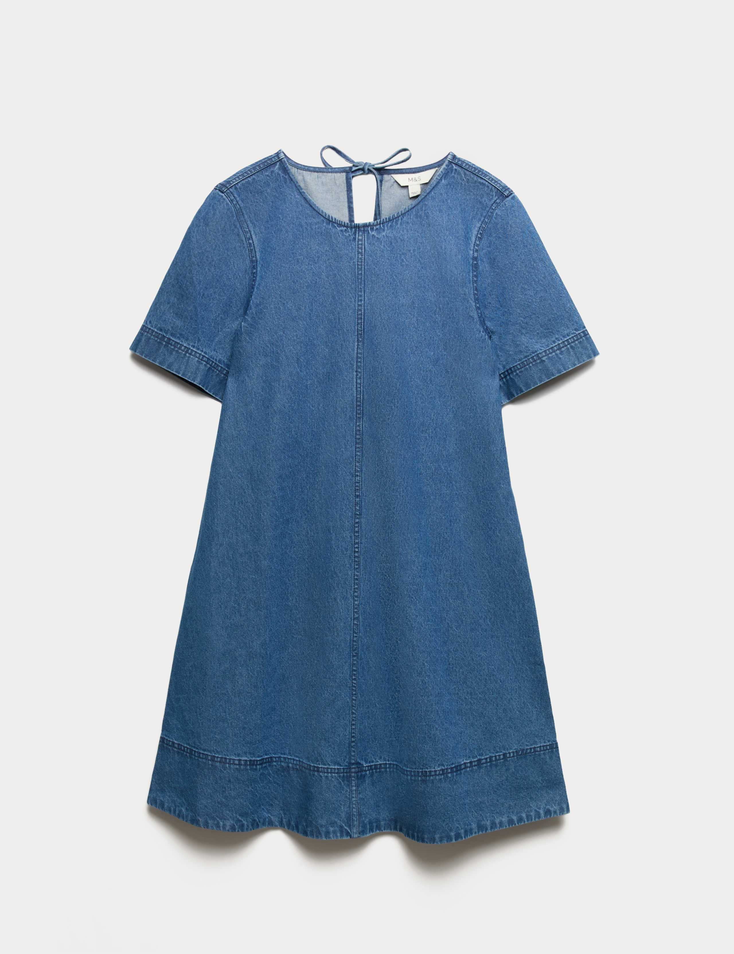 Pure Cotton Denim Mini Shift T-Shirt Dress 1 of 1