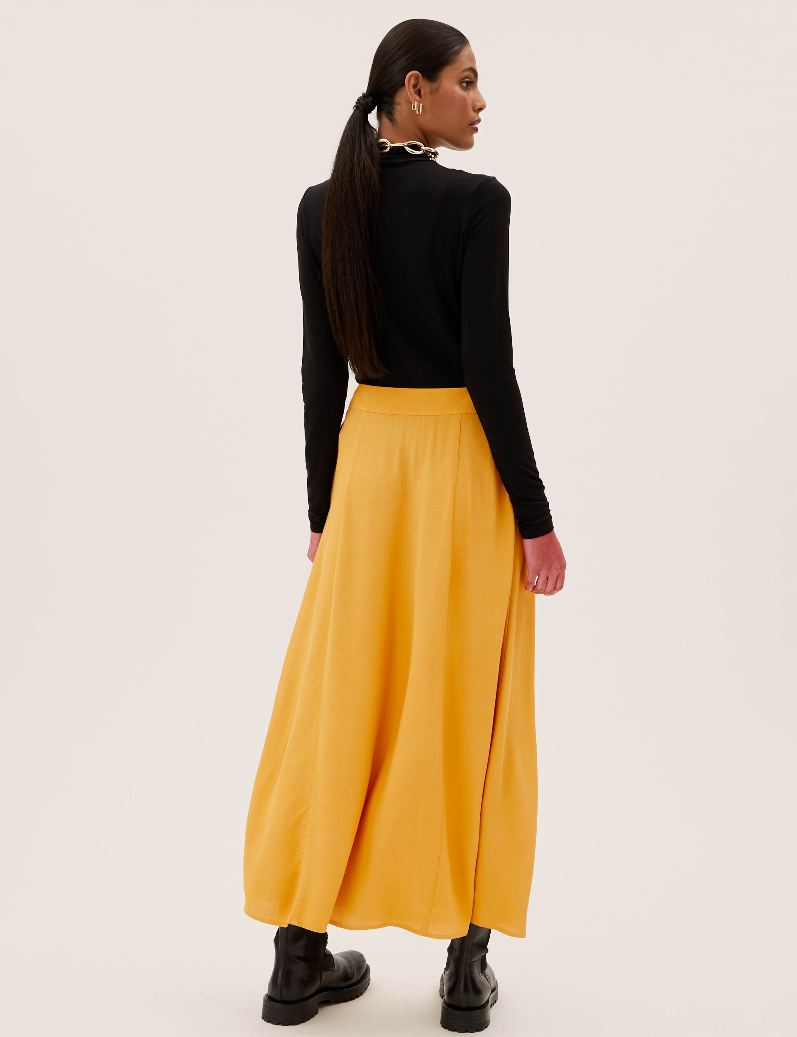 Button Front Maxi A-Line Skirt 5 of 7