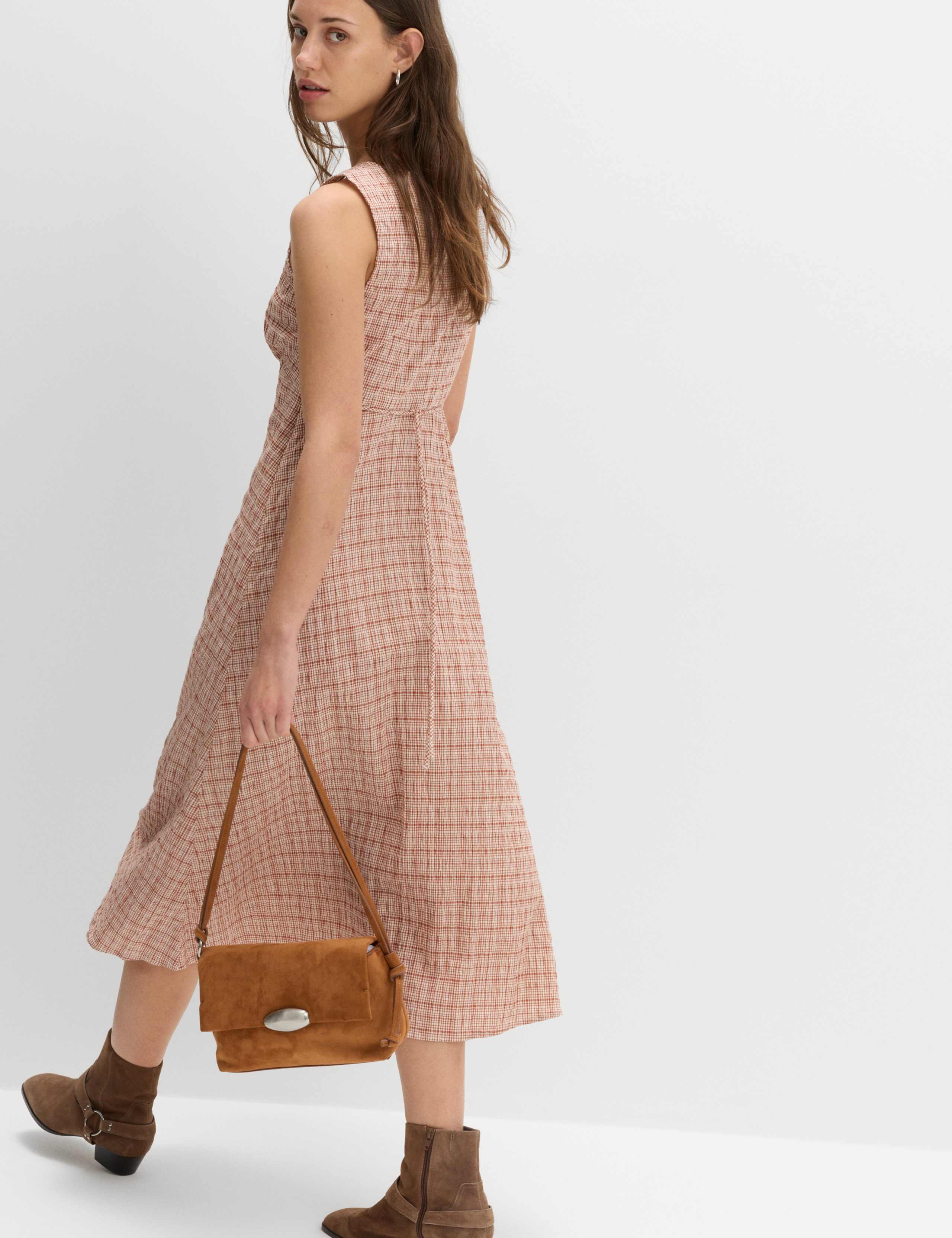 Cotton Rich Textured Printed Midi Tea Dress 4 of 6