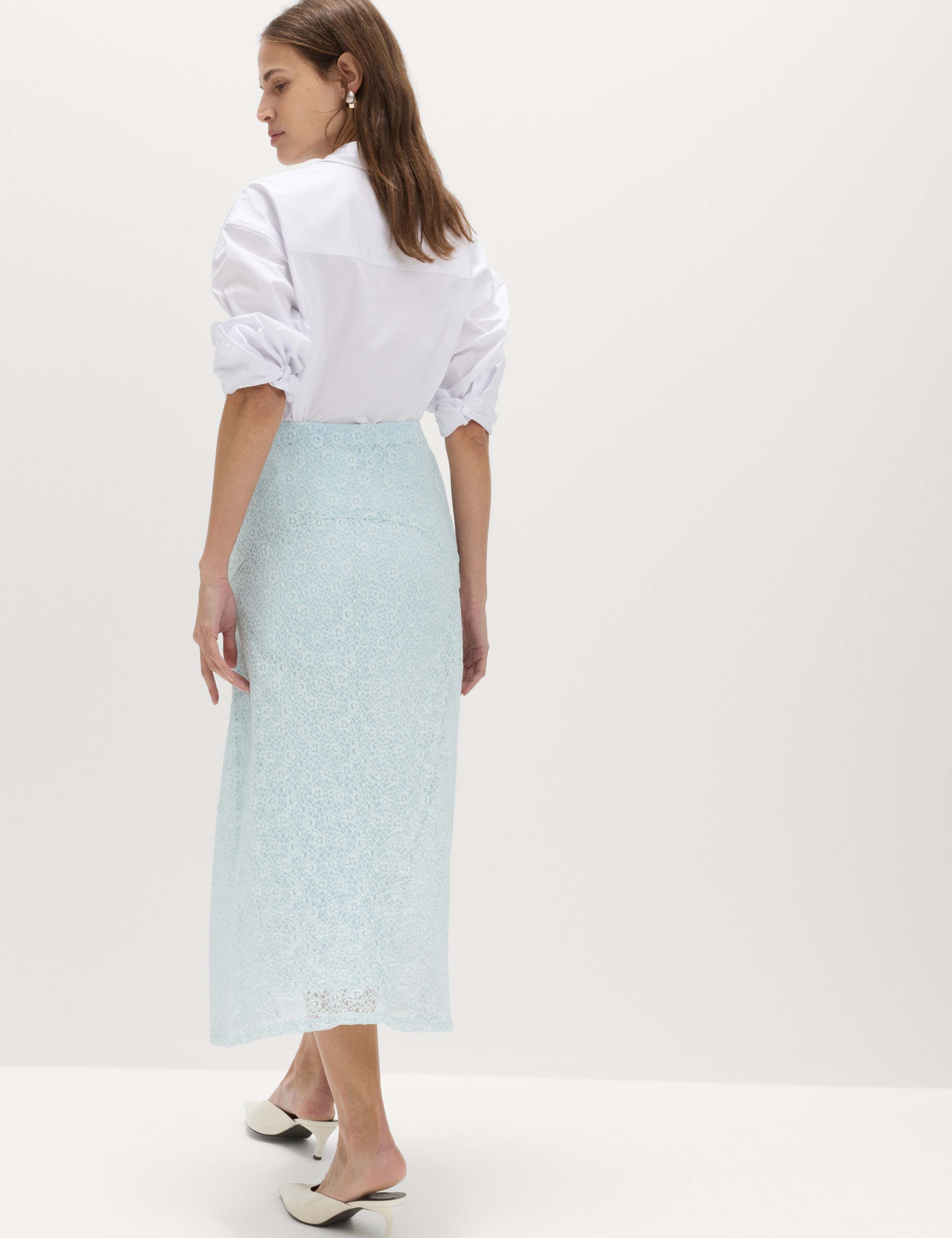 Cotton Rich Lace Midi A-Line Skirt 4 of 5