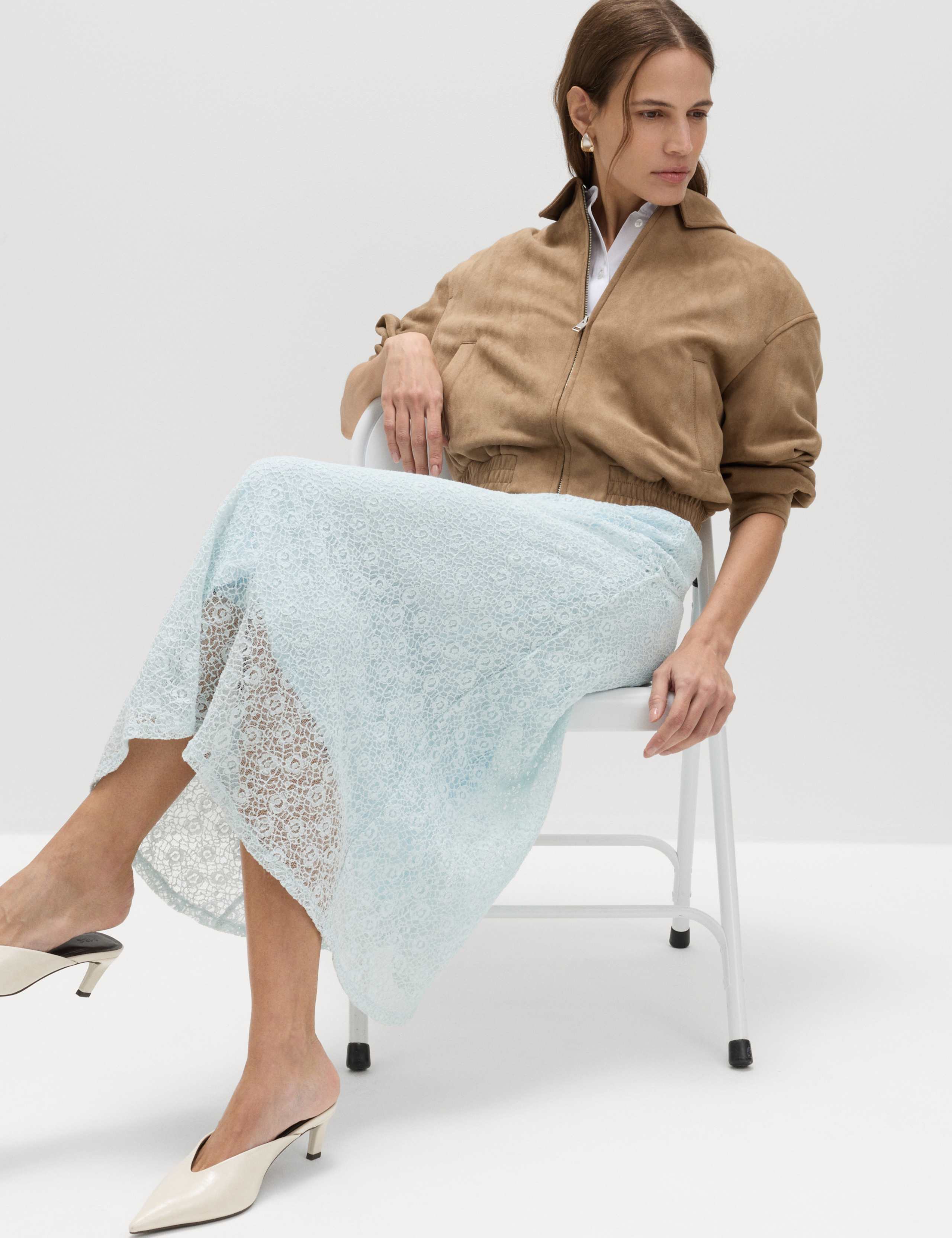 Cotton Rich Lace Midi A-Line Skirt 5 of 5