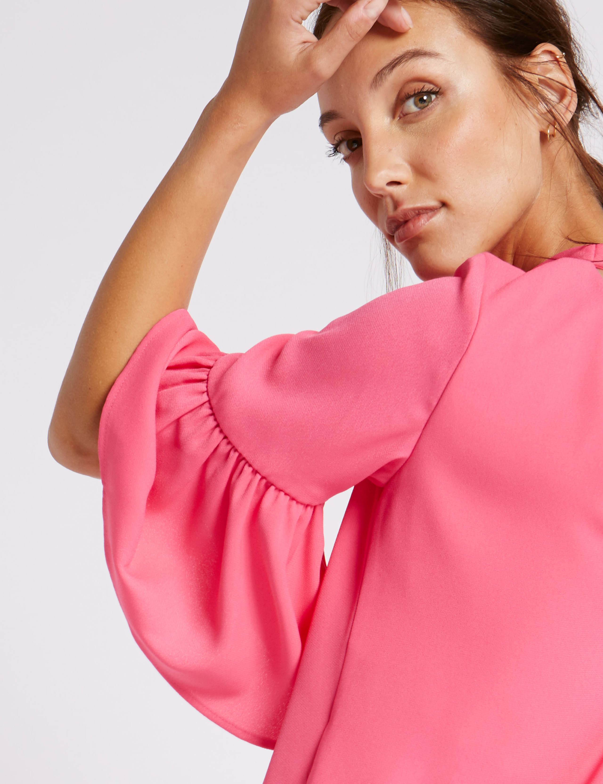 Tie Back Flared Sleeve Tunic Midi Dress 5 of 5