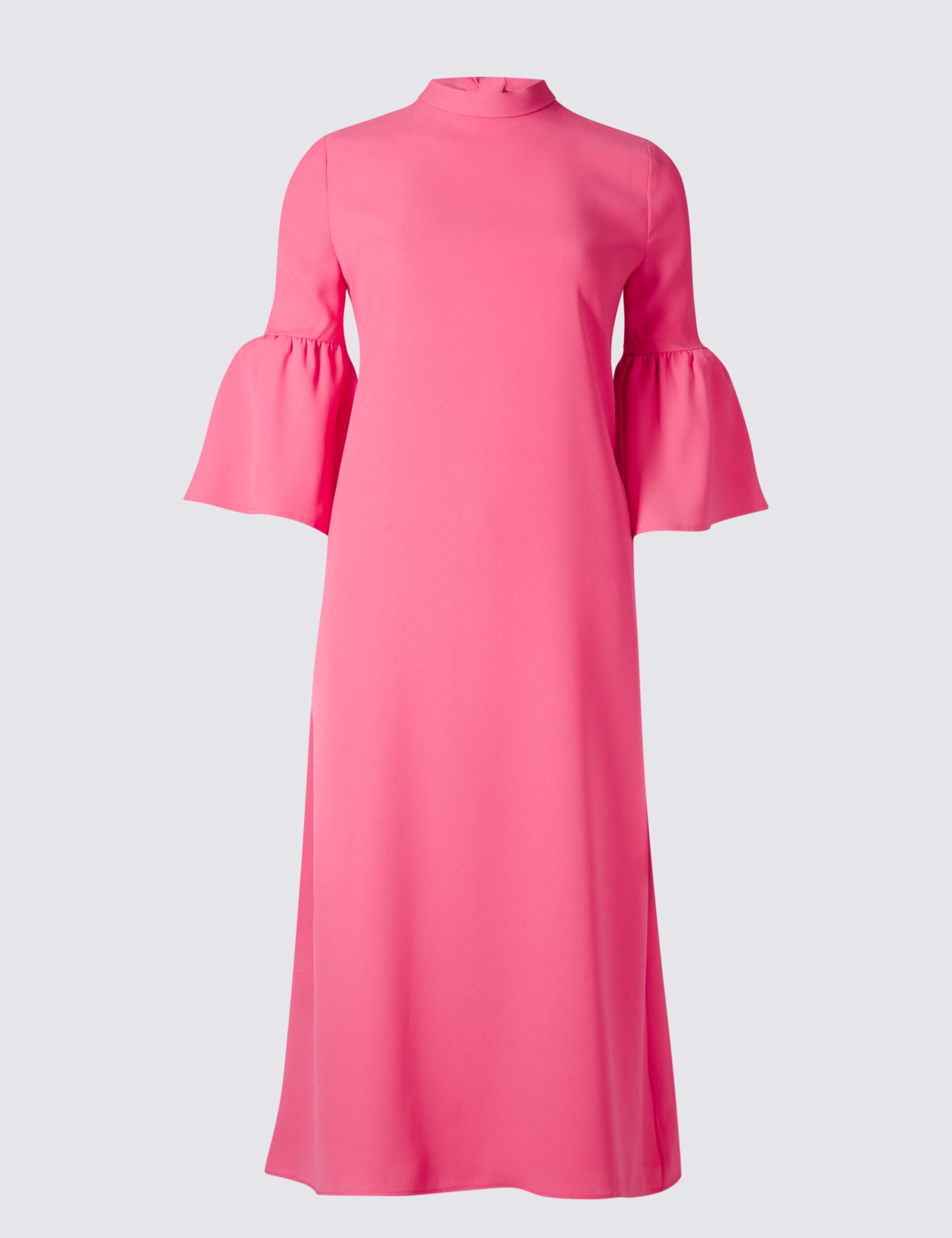 Tie Back Flared Sleeve Tunic Midi Dress 2 of 5