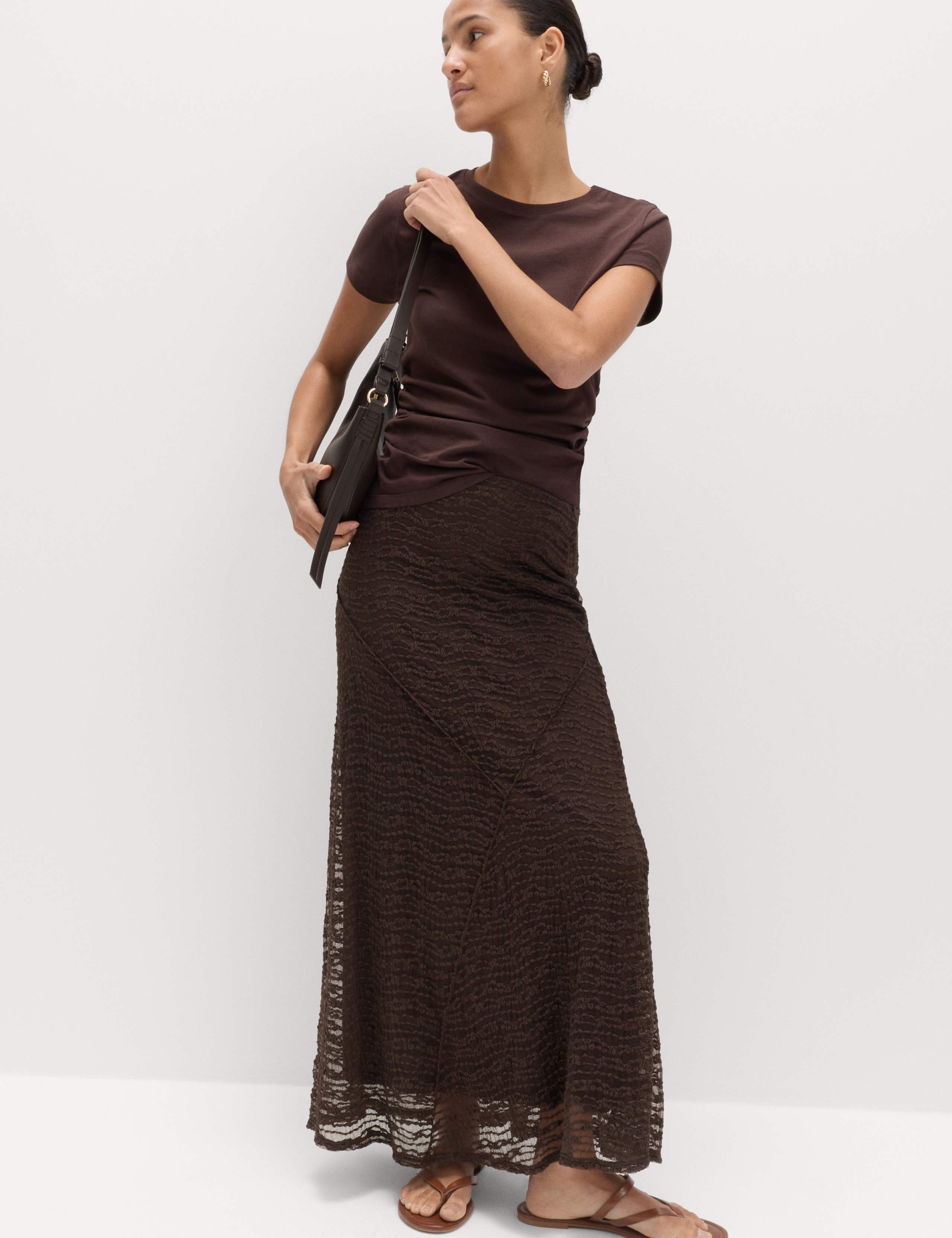 Jersey Textured Midaxi Straight Slip Skirt 1 of 6