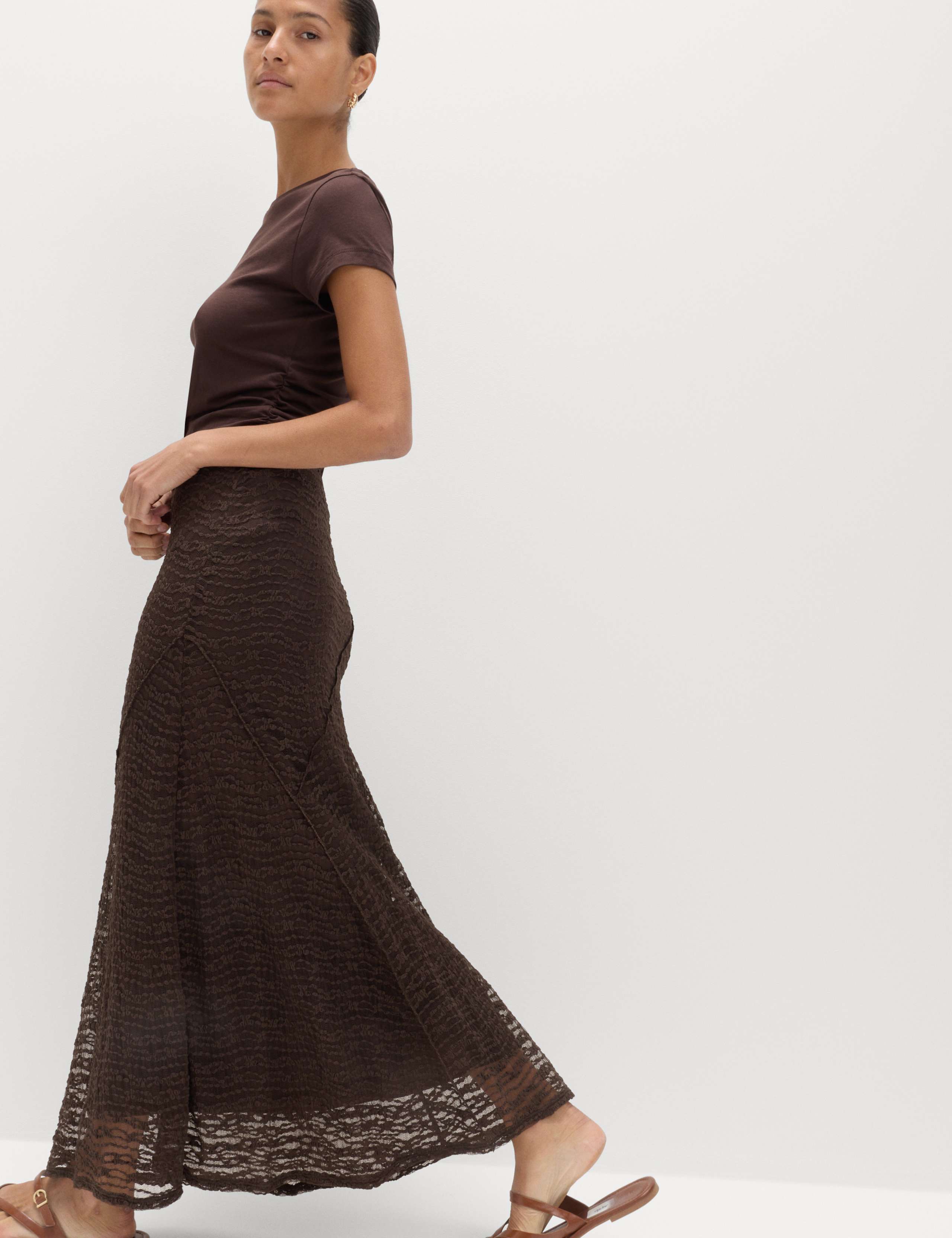 Jersey Textured Midaxi Straight Slip Skirt 5 of 6