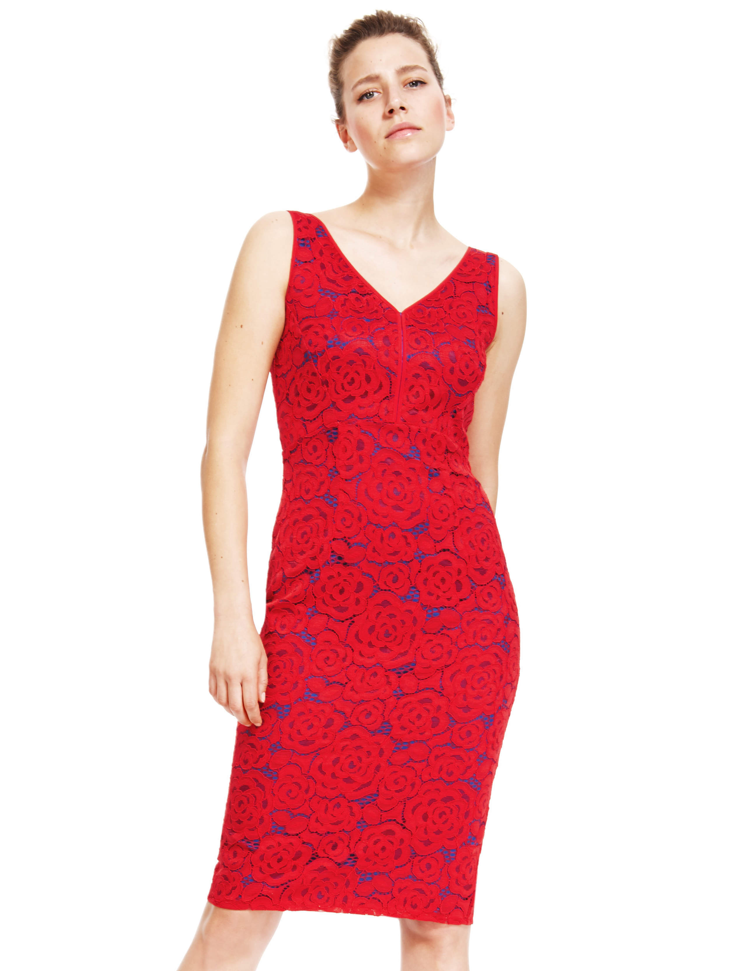 Contrast Floral Lace Shift Dress 1 of 4