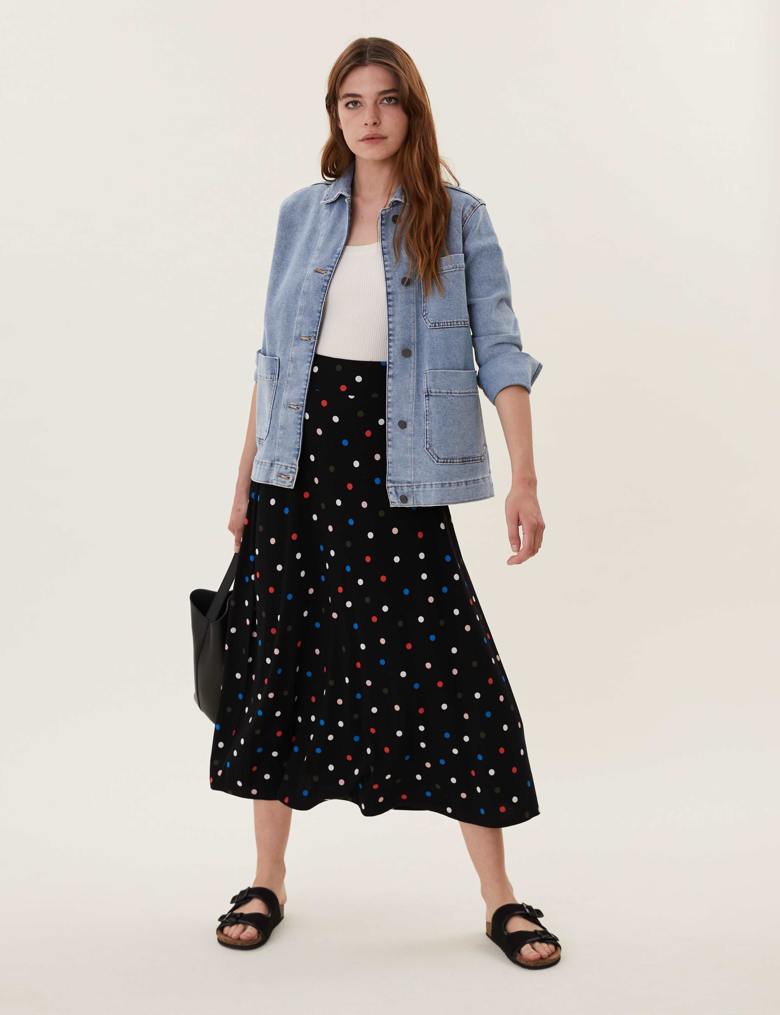 Jersey Polka Dot Midi Skater Skirt 1 of 6