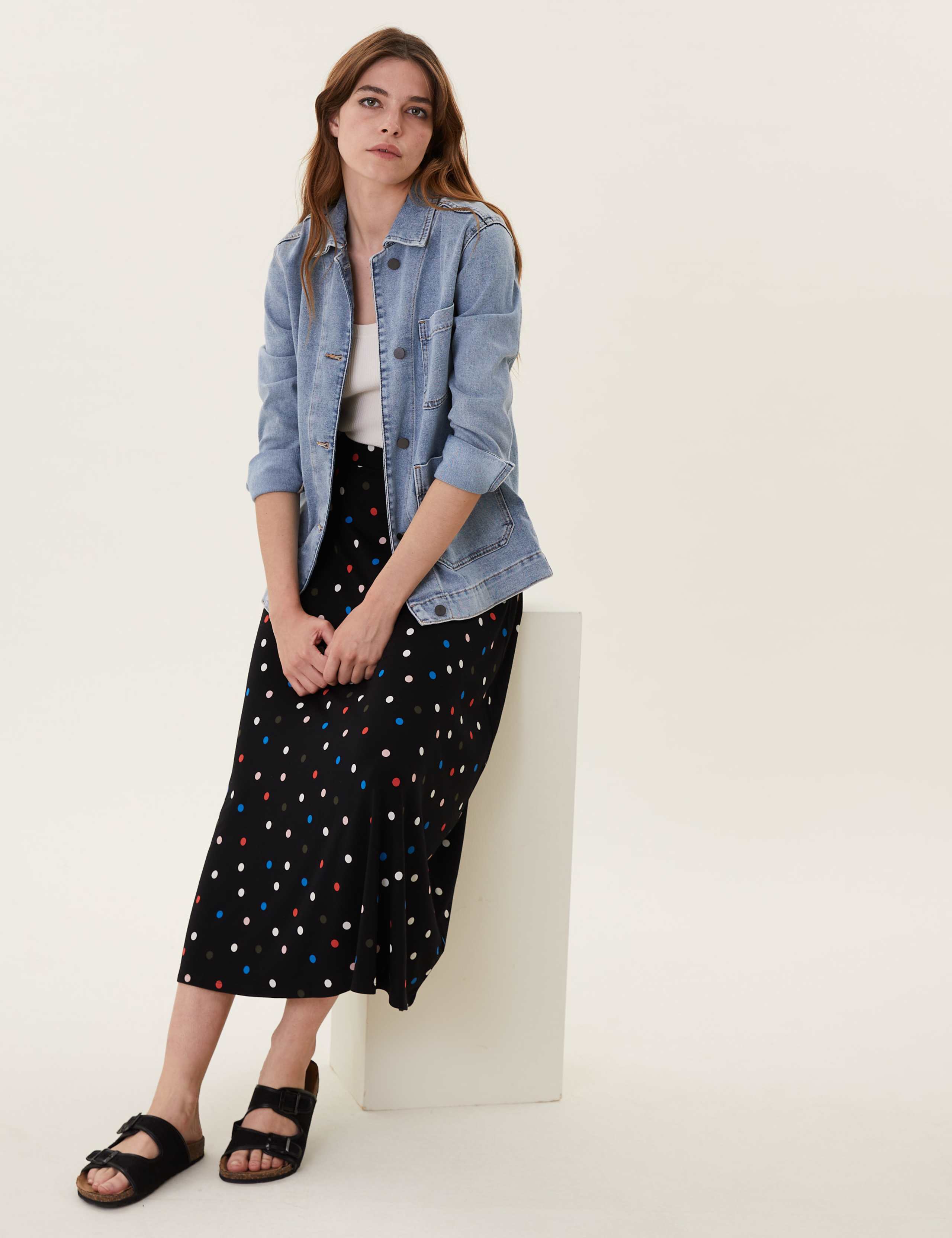 Jersey Polka Dot Midi Skater Skirt 3 of 6