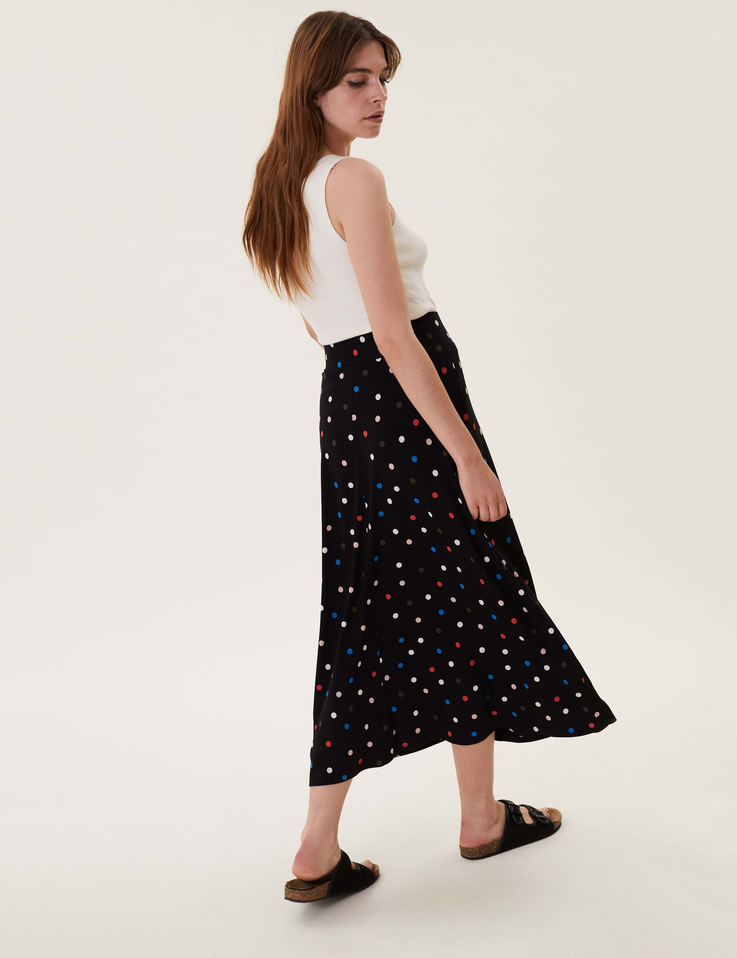 Jersey Polka Dot Midi Skater Skirt 4 of 6