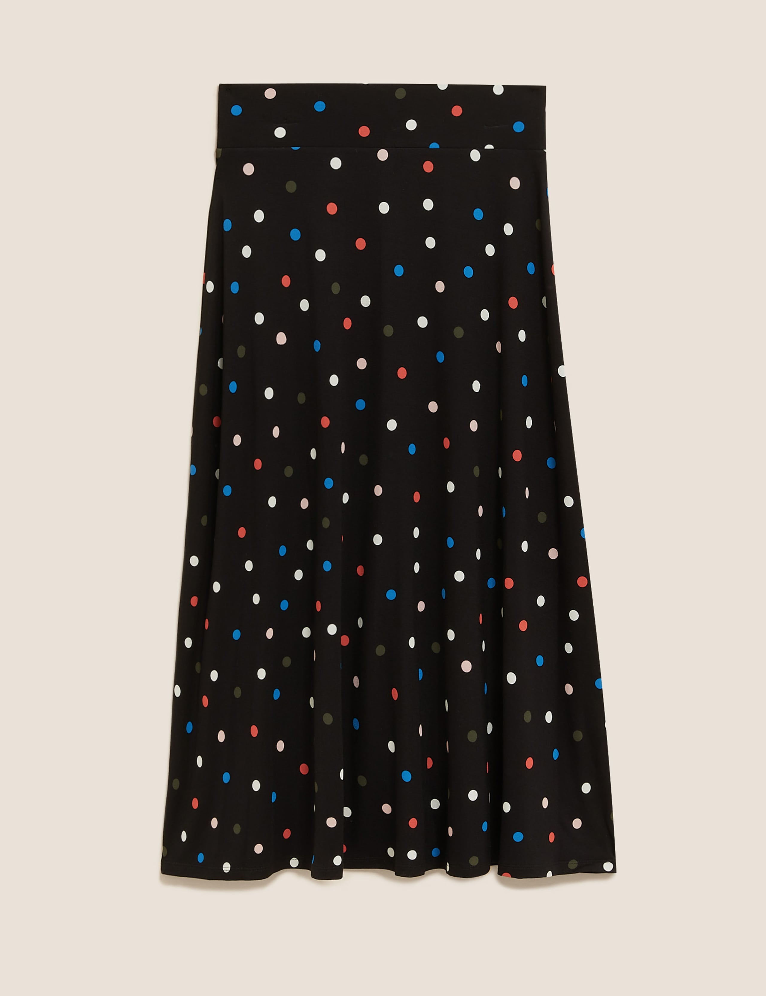 Jersey Polka Dot Midi Skater Skirt 2 of 6