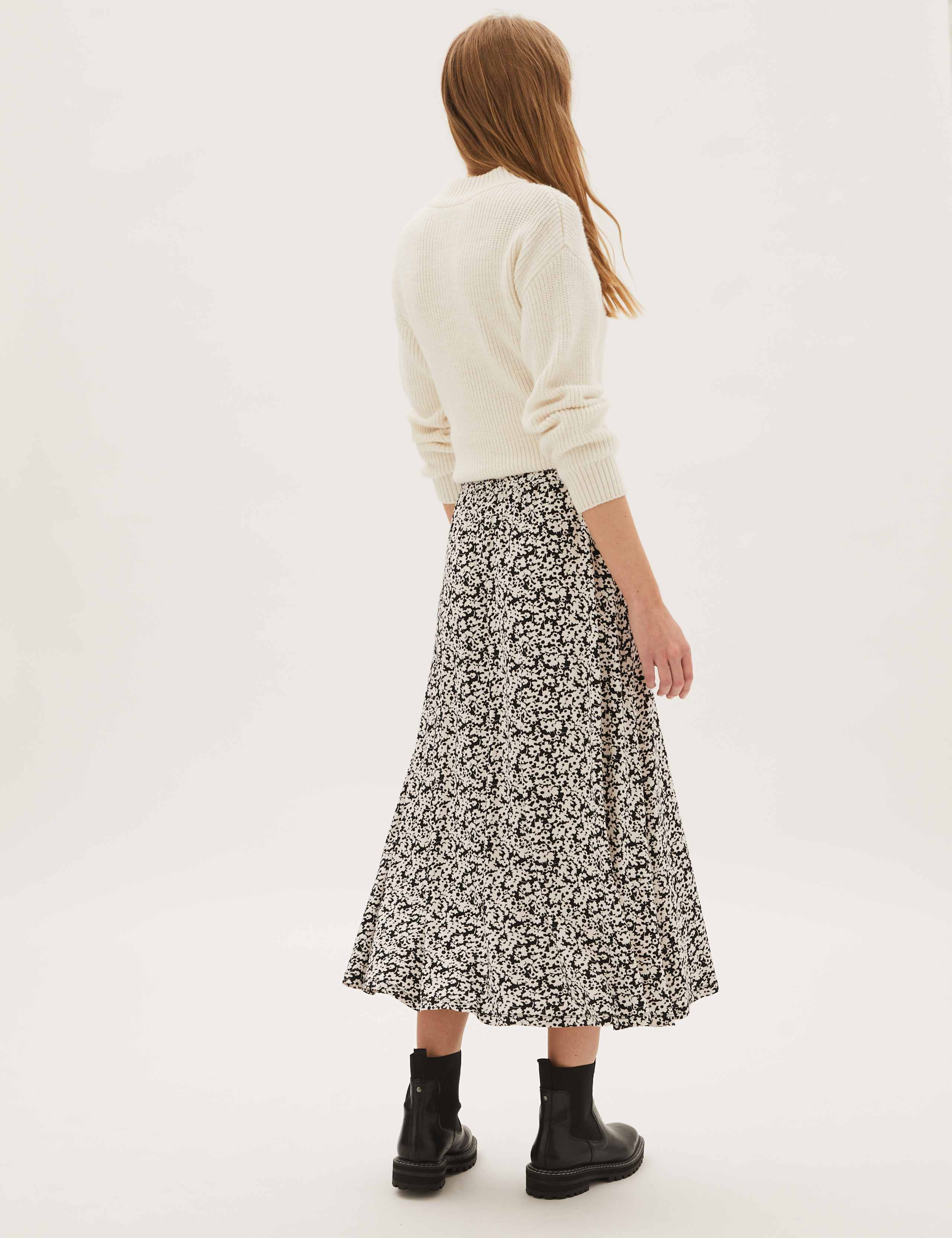 Jersey Floral Midaxi Skater Skirt 3 of 4