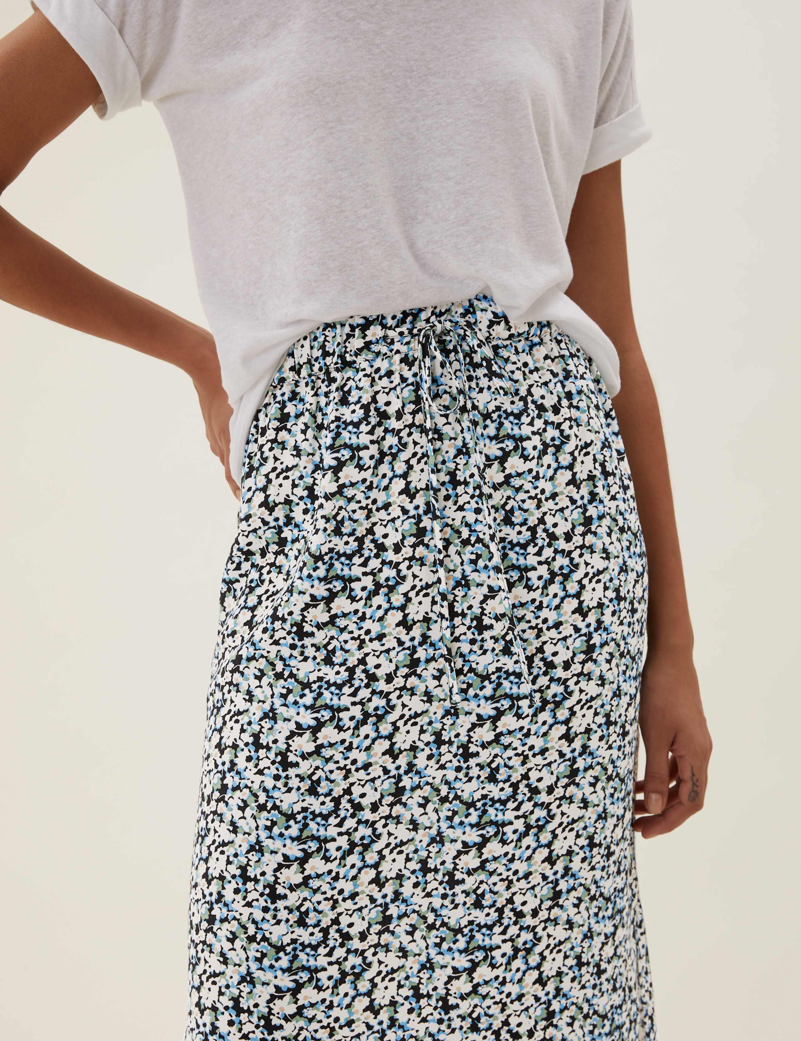 Floral Side Split Midi Straight Skirt 5 of 6
