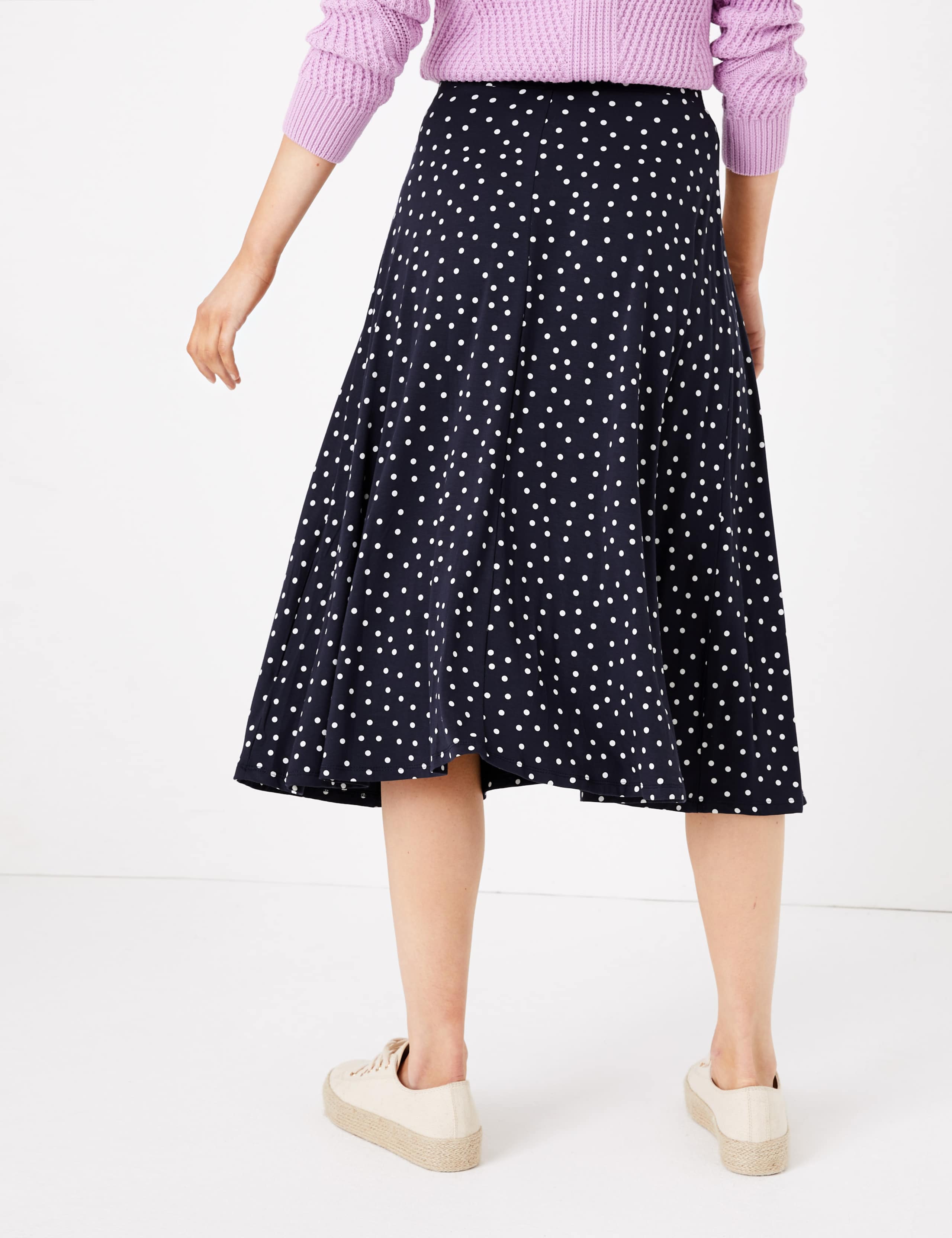 Jersey Polka Dot Midi Skater Skirt 4 of 4