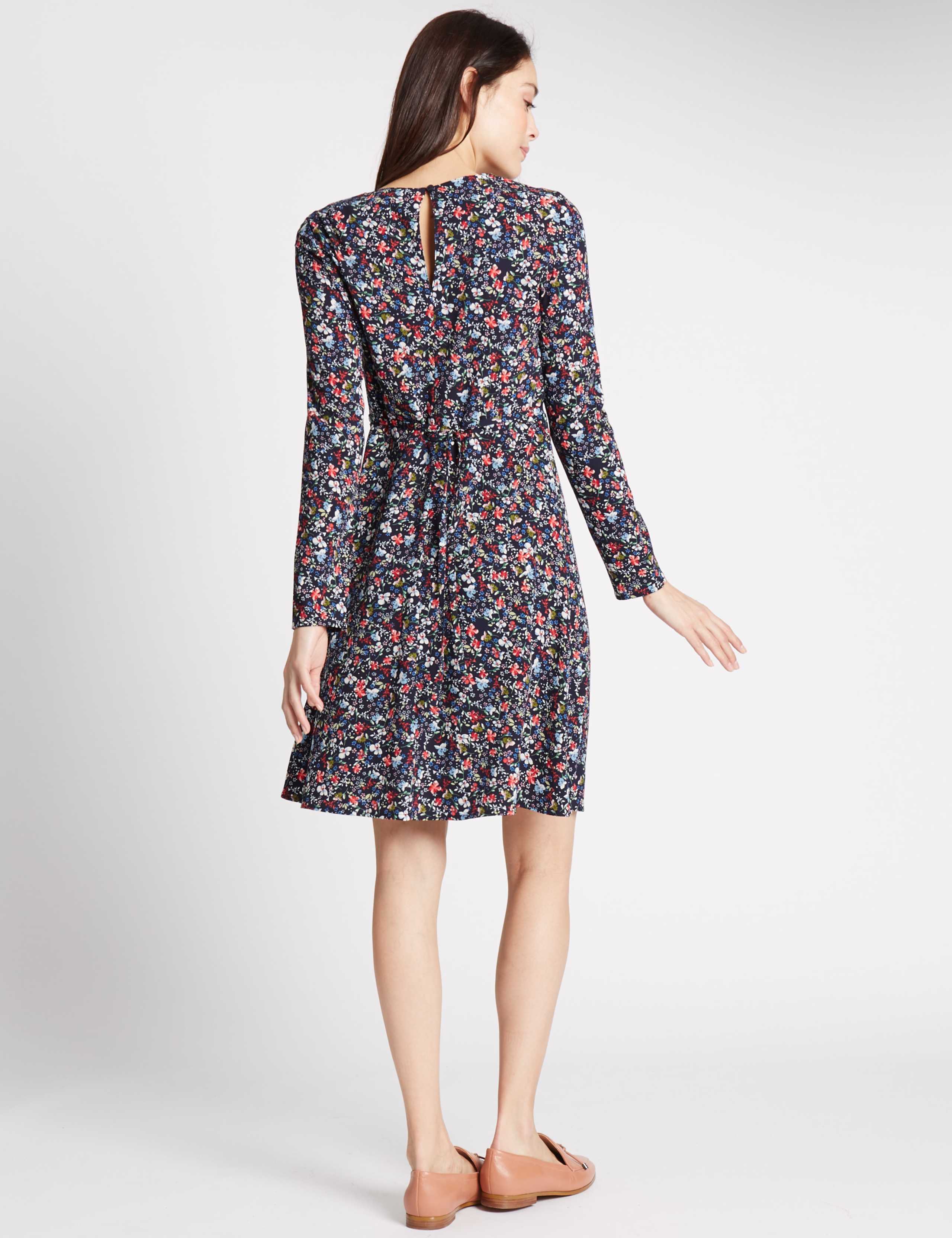 Floral Print Long Sleeve Swing Dress 3 of 4