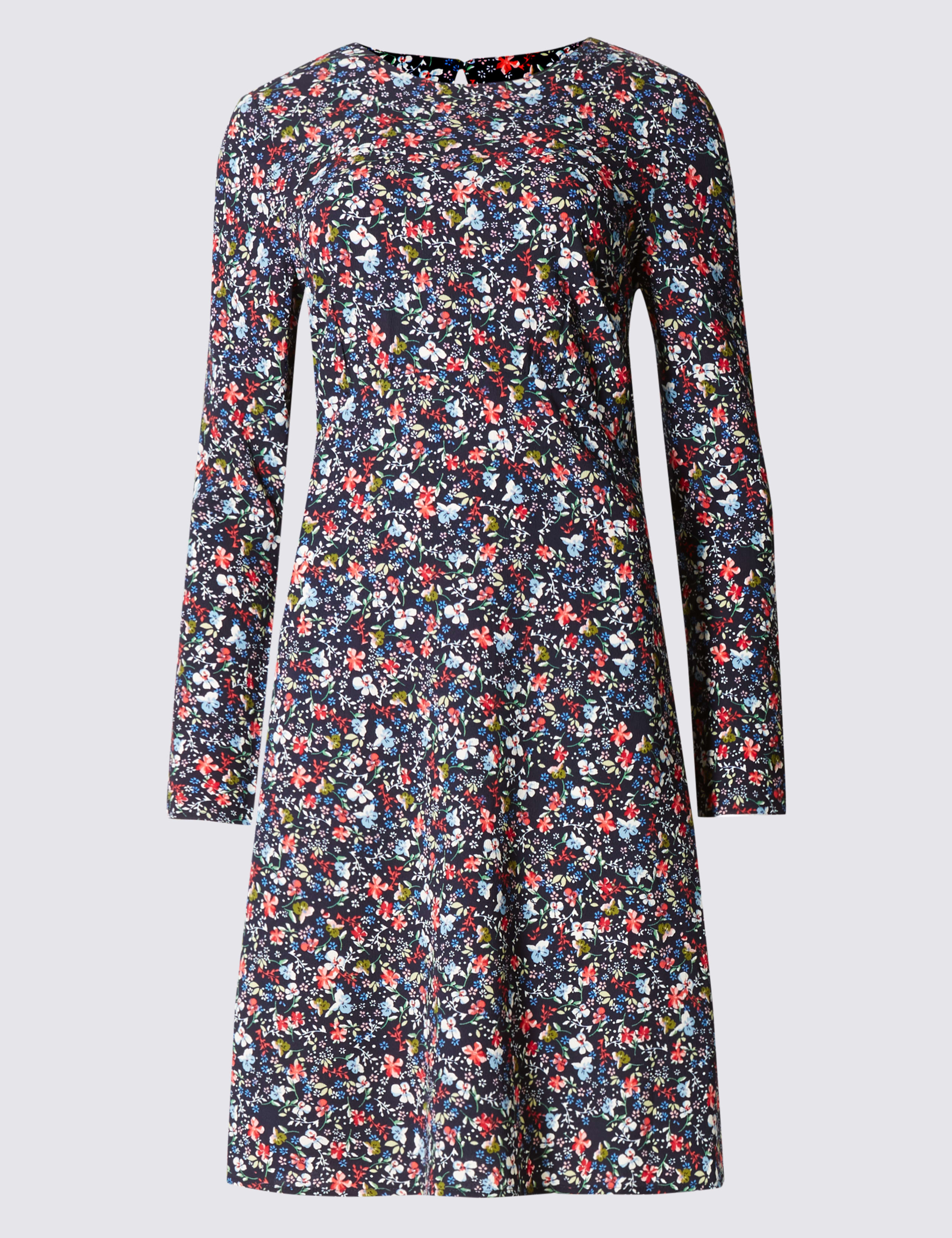 Floral Print Long Sleeve Swing Dress 2 of 4