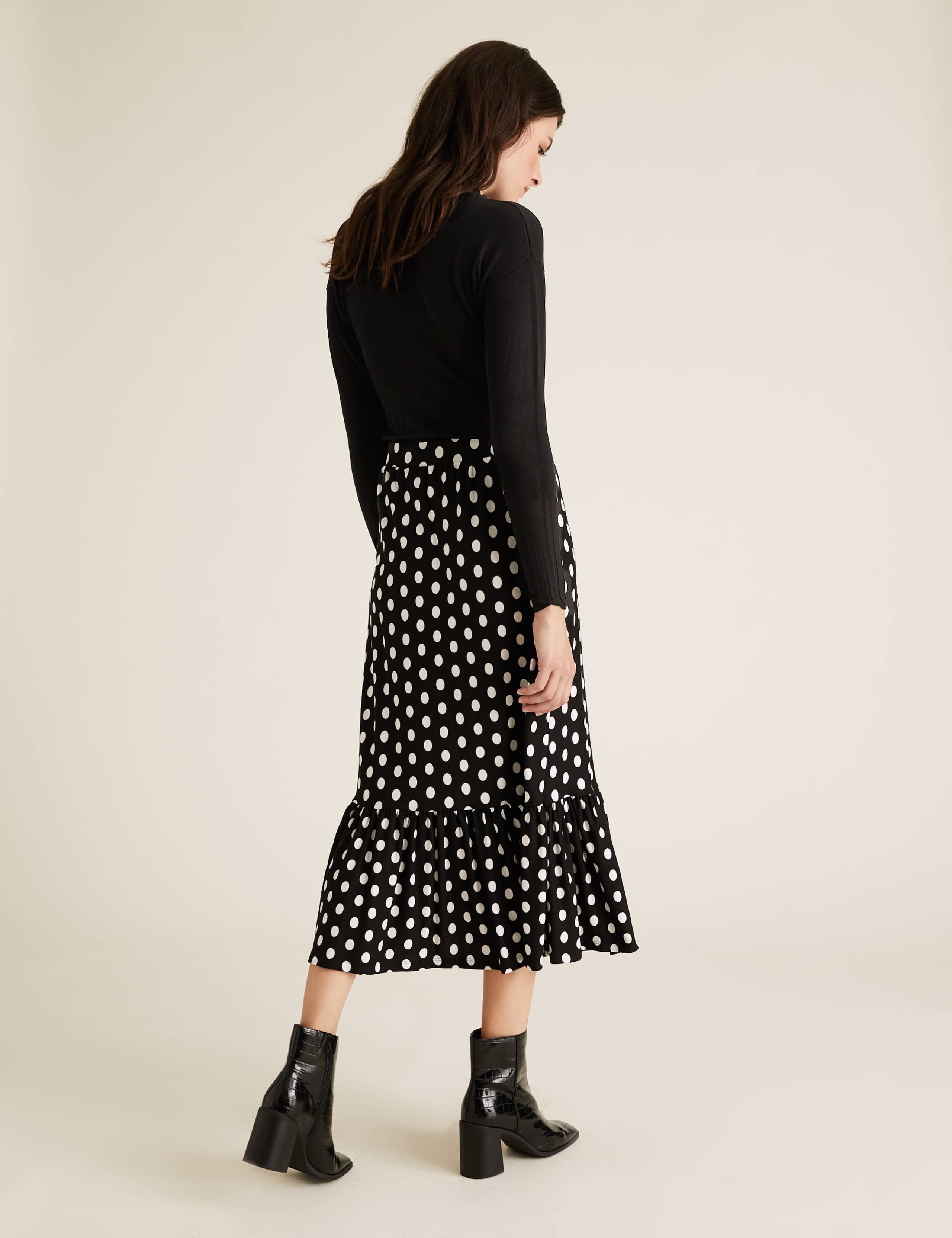 Jersey Polka Dot Midi Tiered Skirt 4 of 5