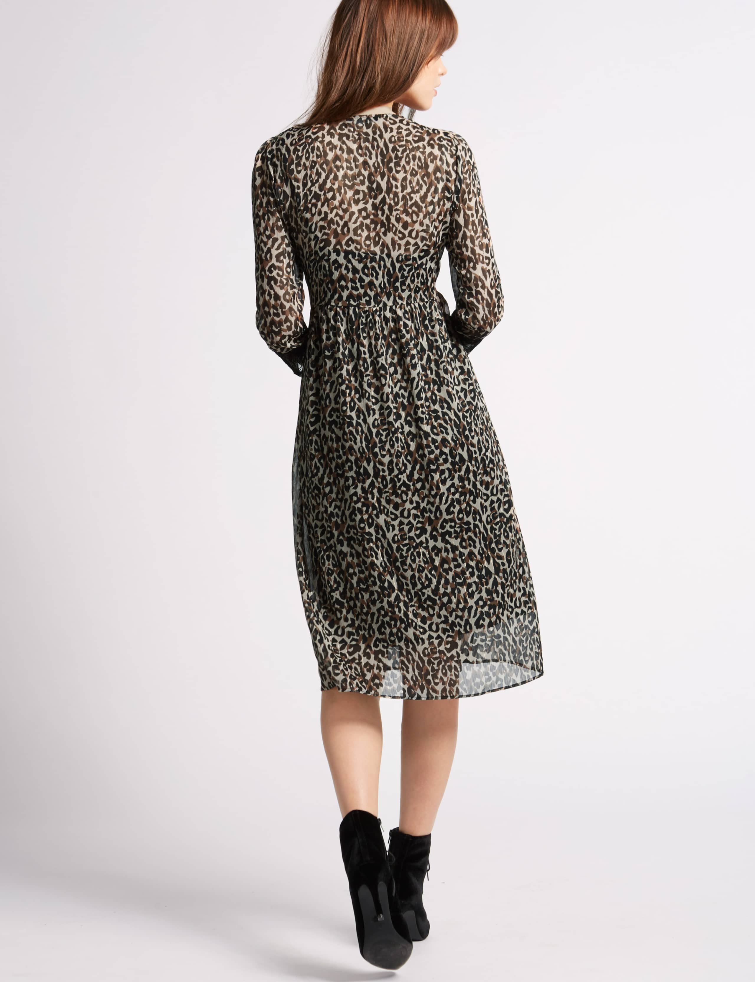 Animal Print Long Sleeve Shift Dress 3 of 4