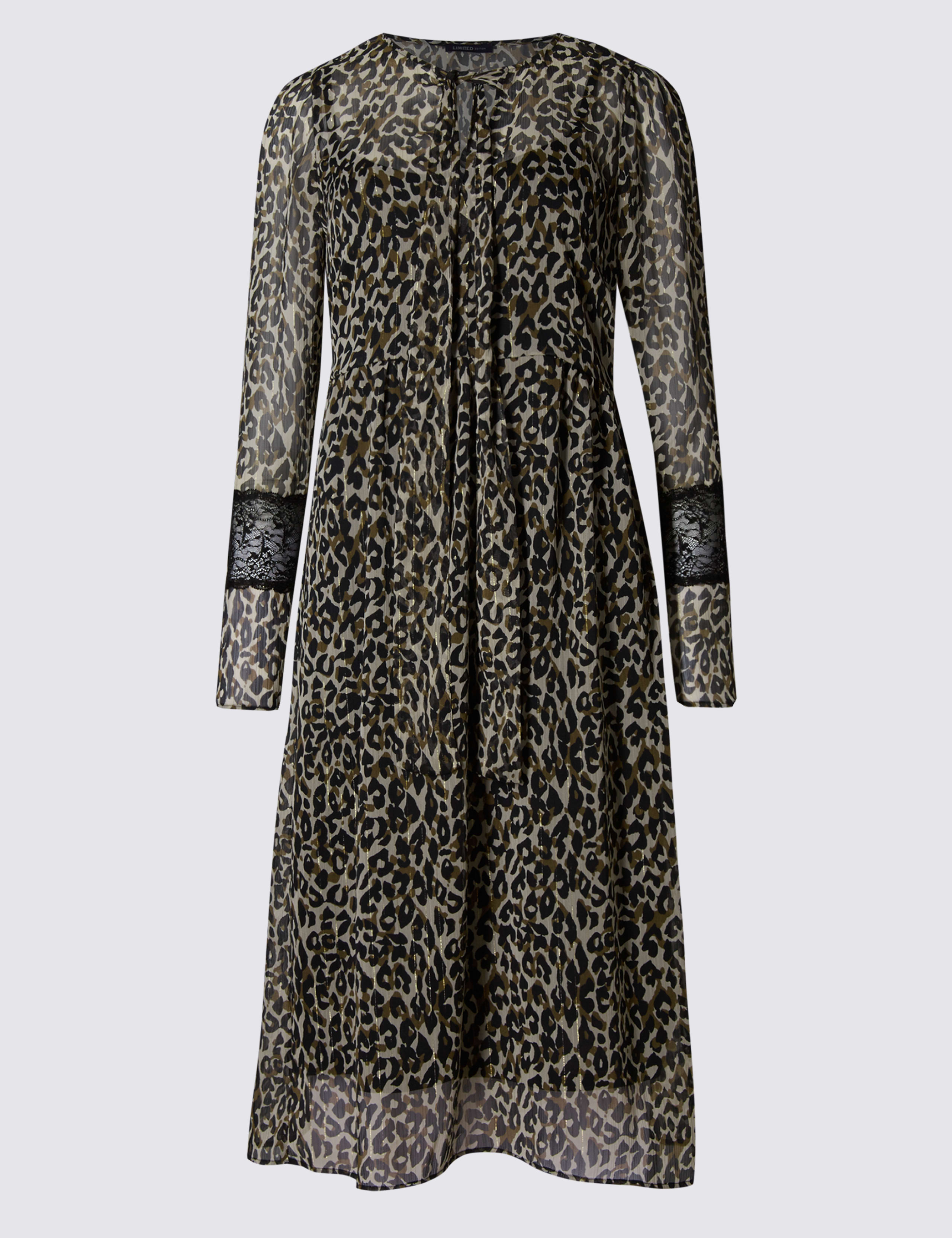 Animal Print Long Sleeve Shift Dress 2 of 4
