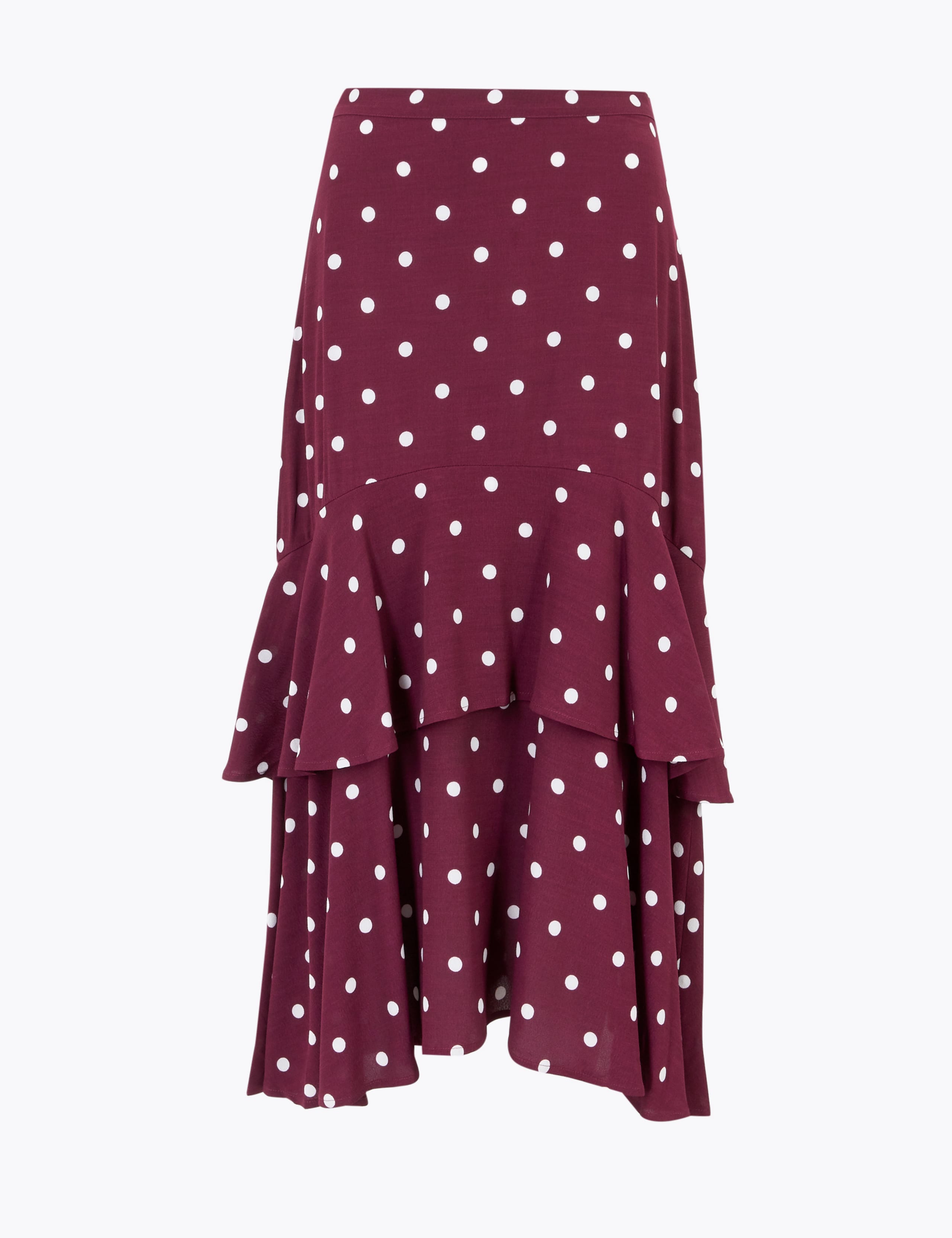 Polka Dot Ruffle Midi Tiered Skirt 2 of 4