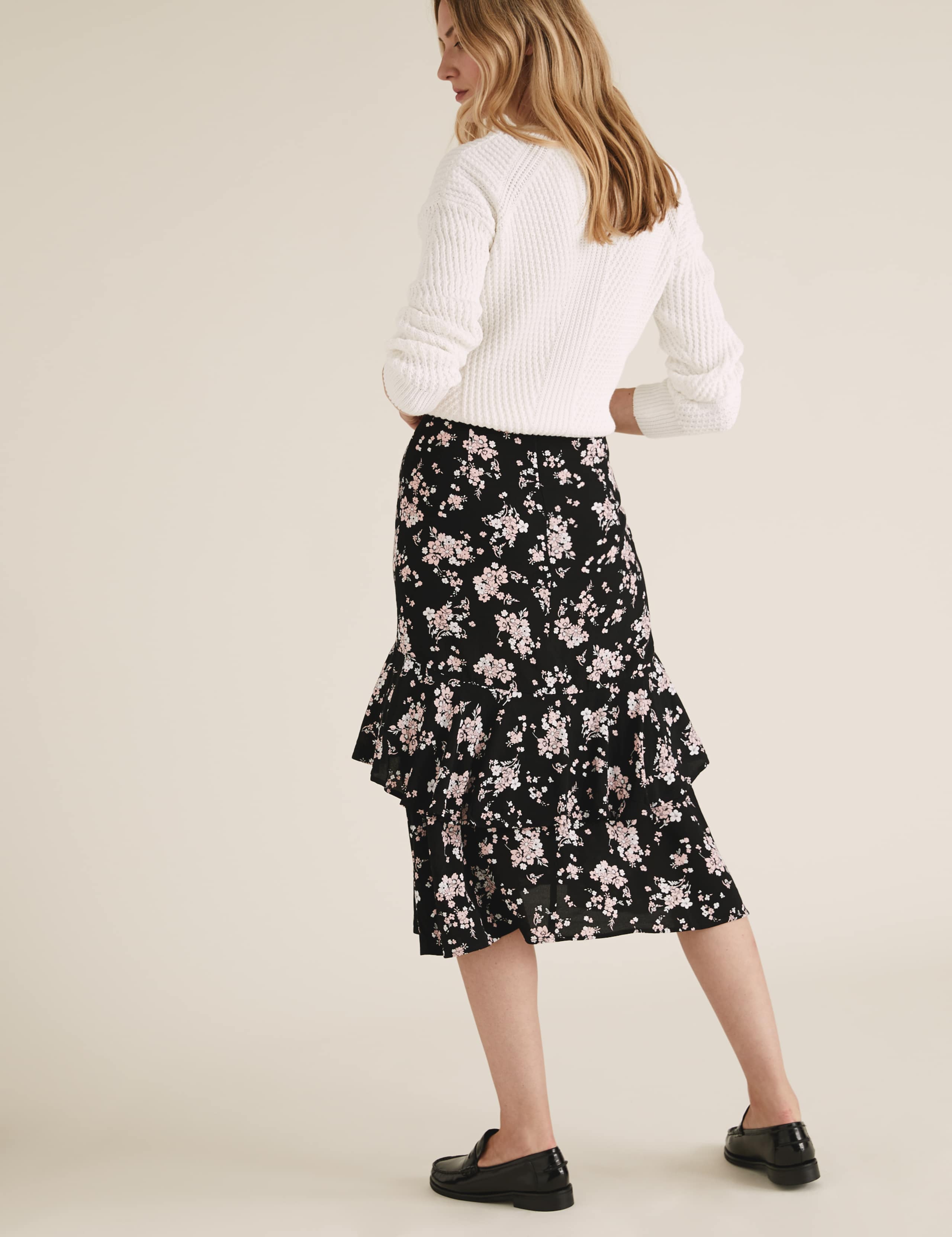 Floral Ruffle Midi Tiered Skirt 3 of 5
