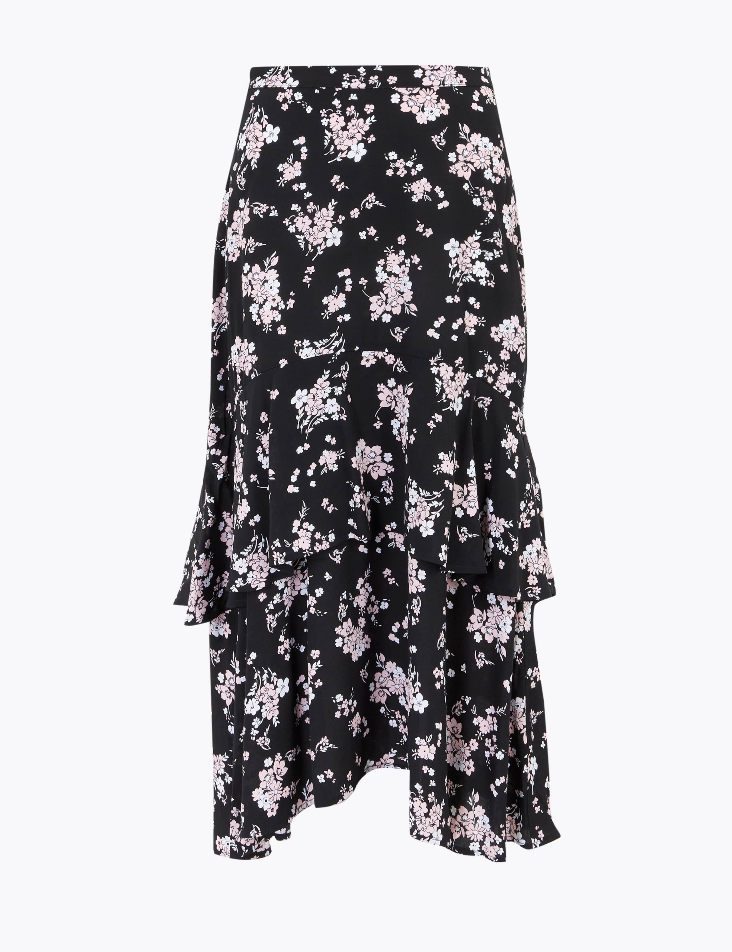 Floral Ruffle Midi Tiered Skirt 2 of 5