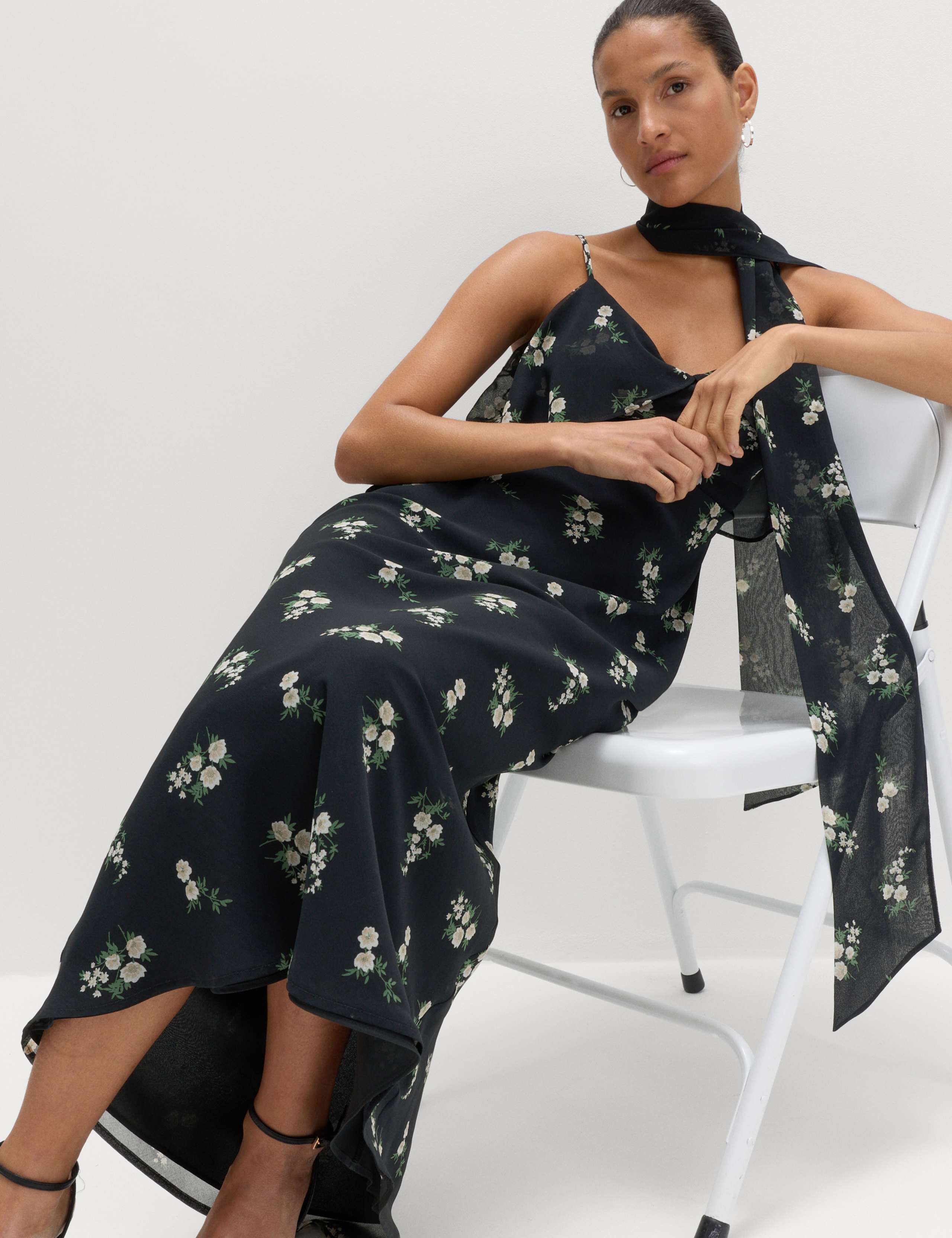 Floral Scarf Detail Midaxi Cami Dress 5 of 6