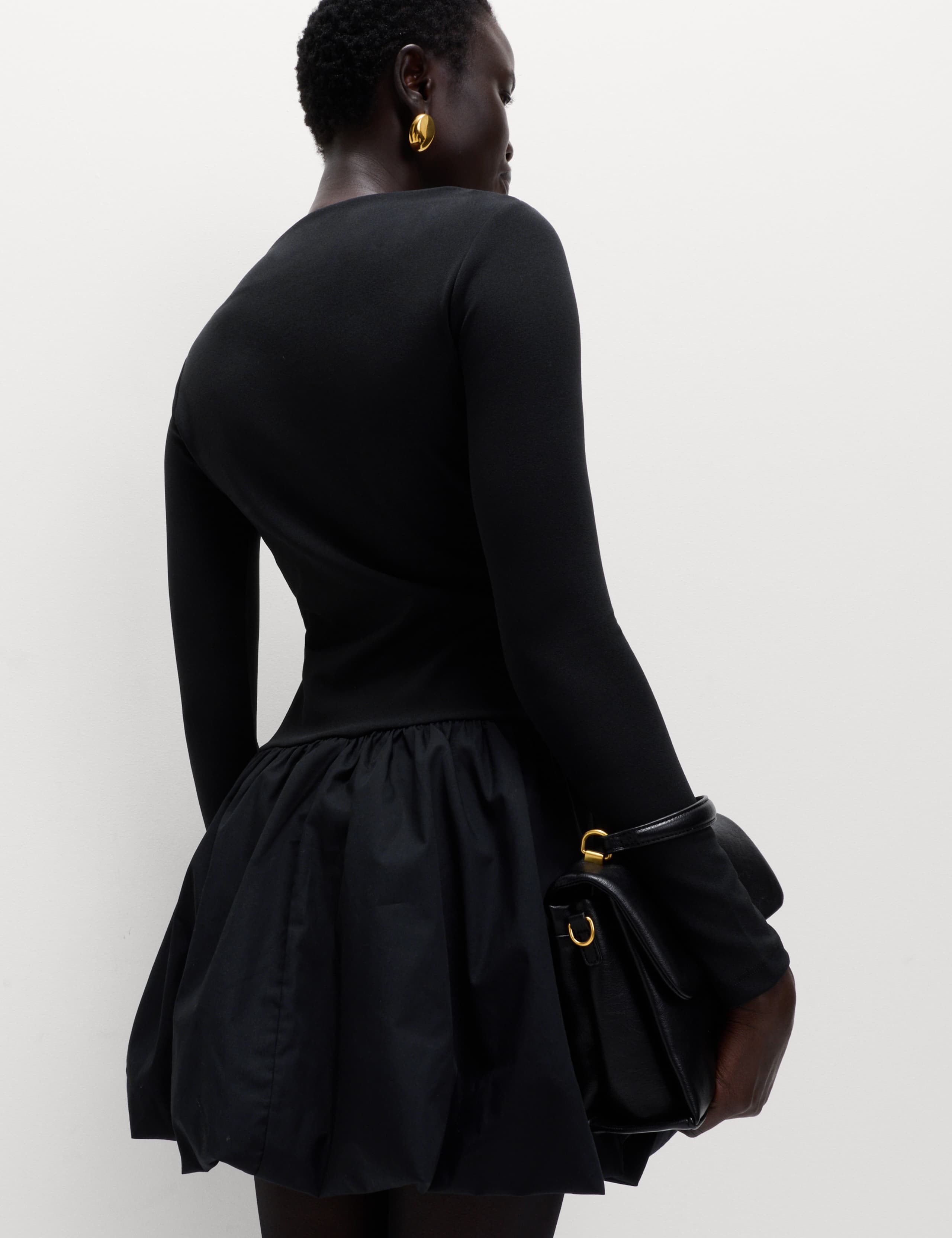 Bubble Hem Slash Neck Mini Dress 4 of 5