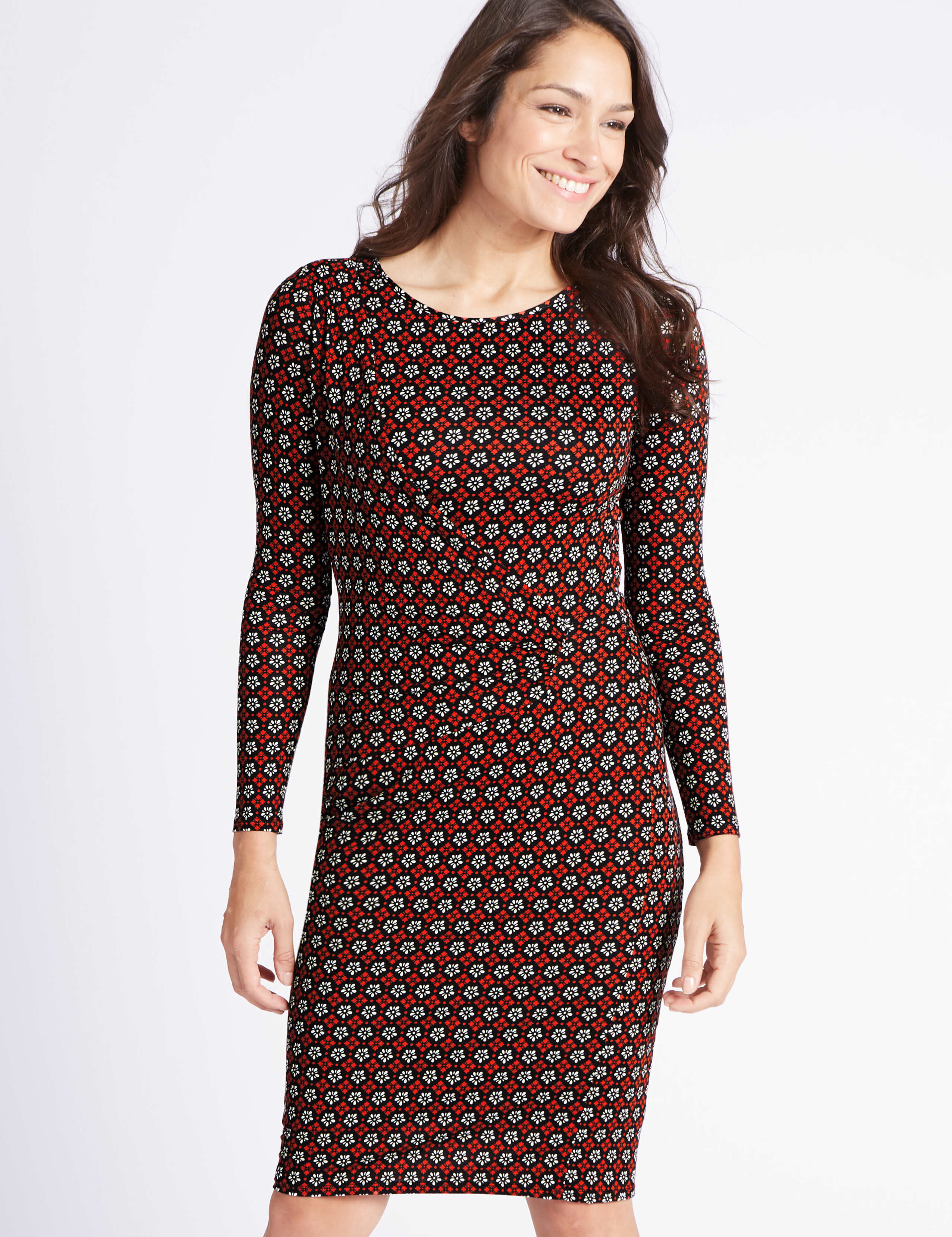 Geometric Print Bodycon Midi Dress 2 of 3